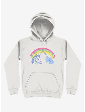 Rainbow Connection Unicorn And Narwhal White Hoodie, , hi-res
