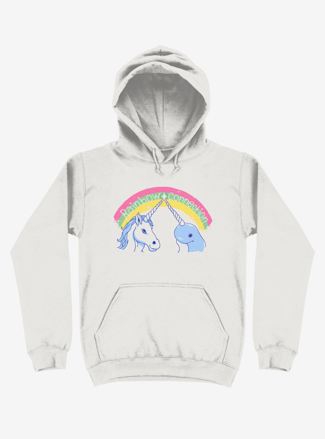 Rainbow Connection Unicorn And Narwhal White Hoodie, , hi-res