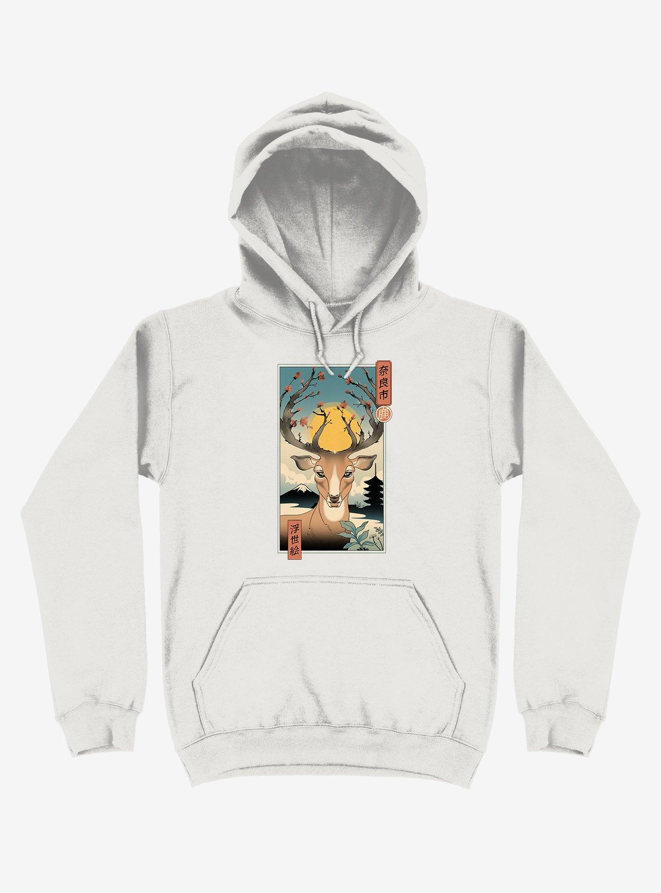 Spring In Nara Deer White Hoodie, WHITE, hi-res