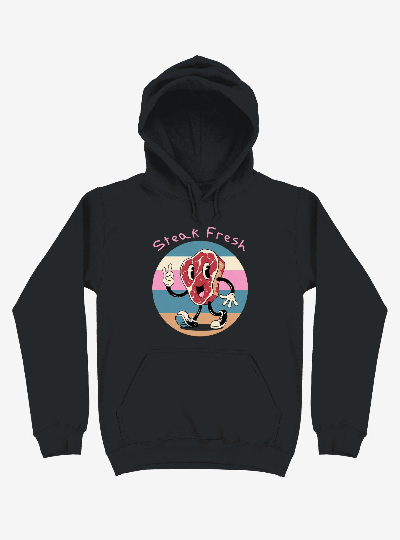 Steak Fresh! Black Hoodie, BLACK, hi-res