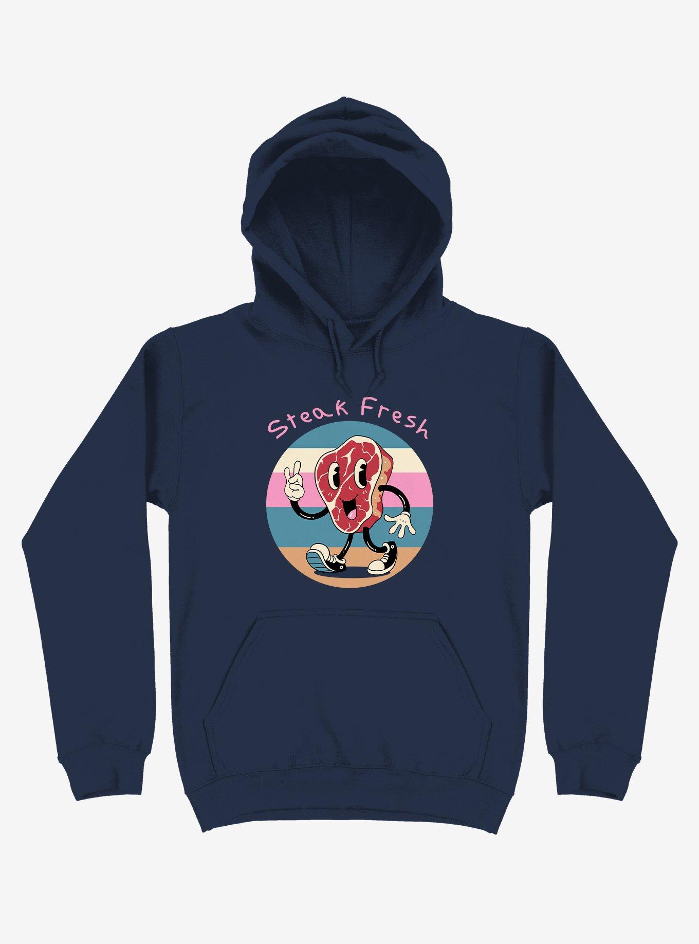 Steak Fresh! Navy Blue Hoodie, , hi-res