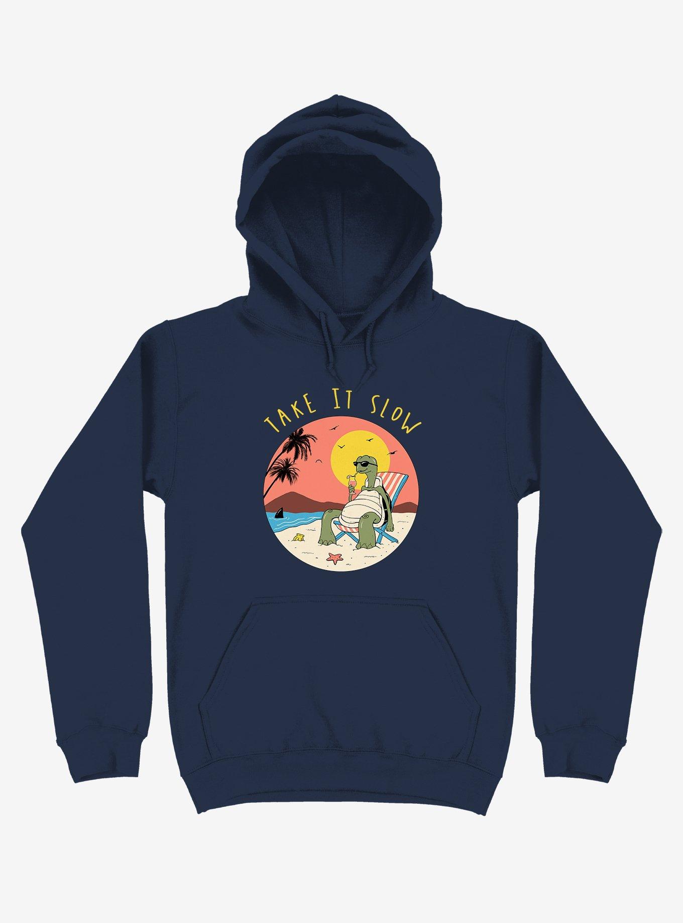 Take It Slow Turtle Beach Navy Blue Hoodie, , hi-res