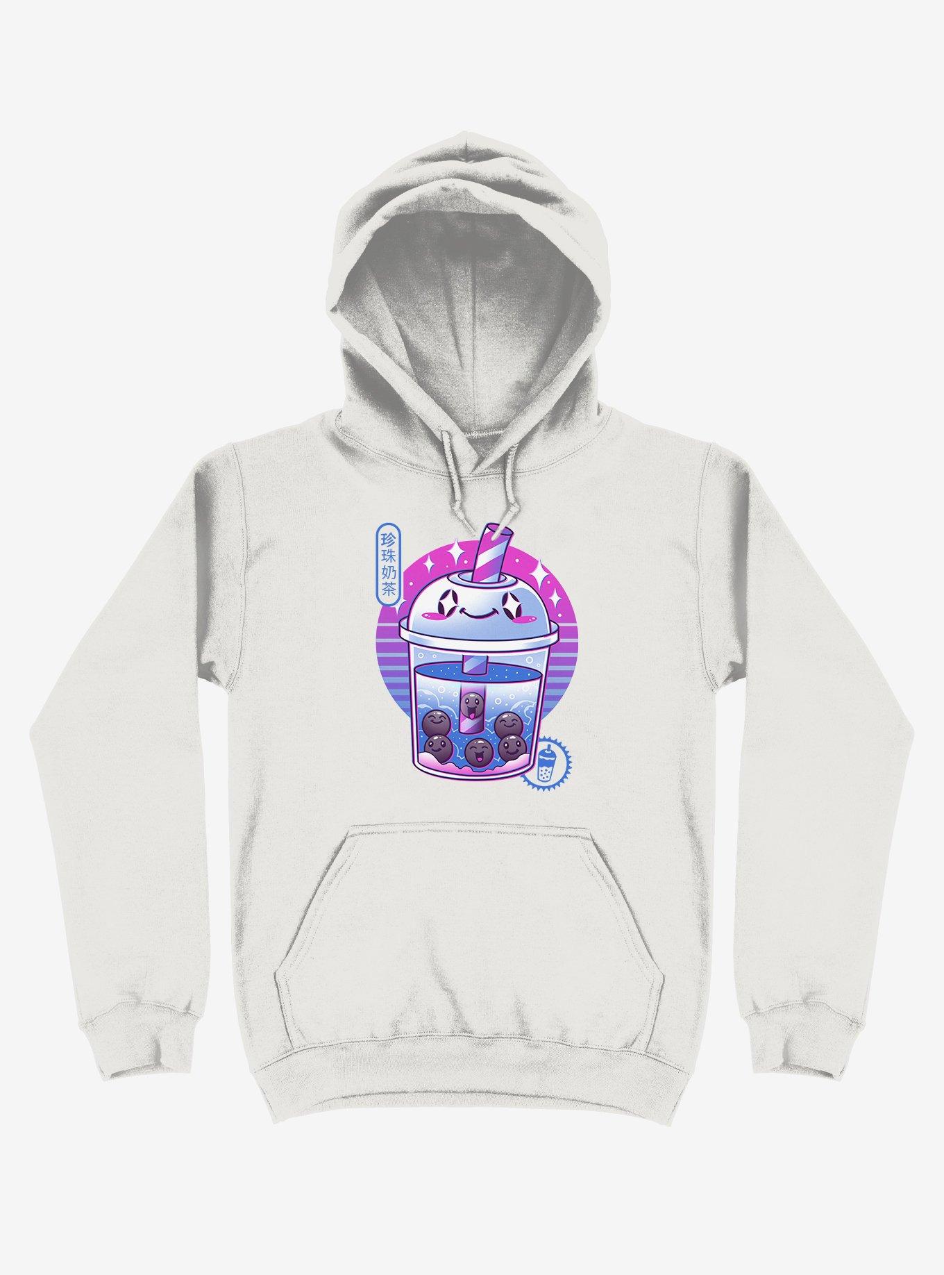 Boba Wave Tea White Hoodie, WHITE, hi-res