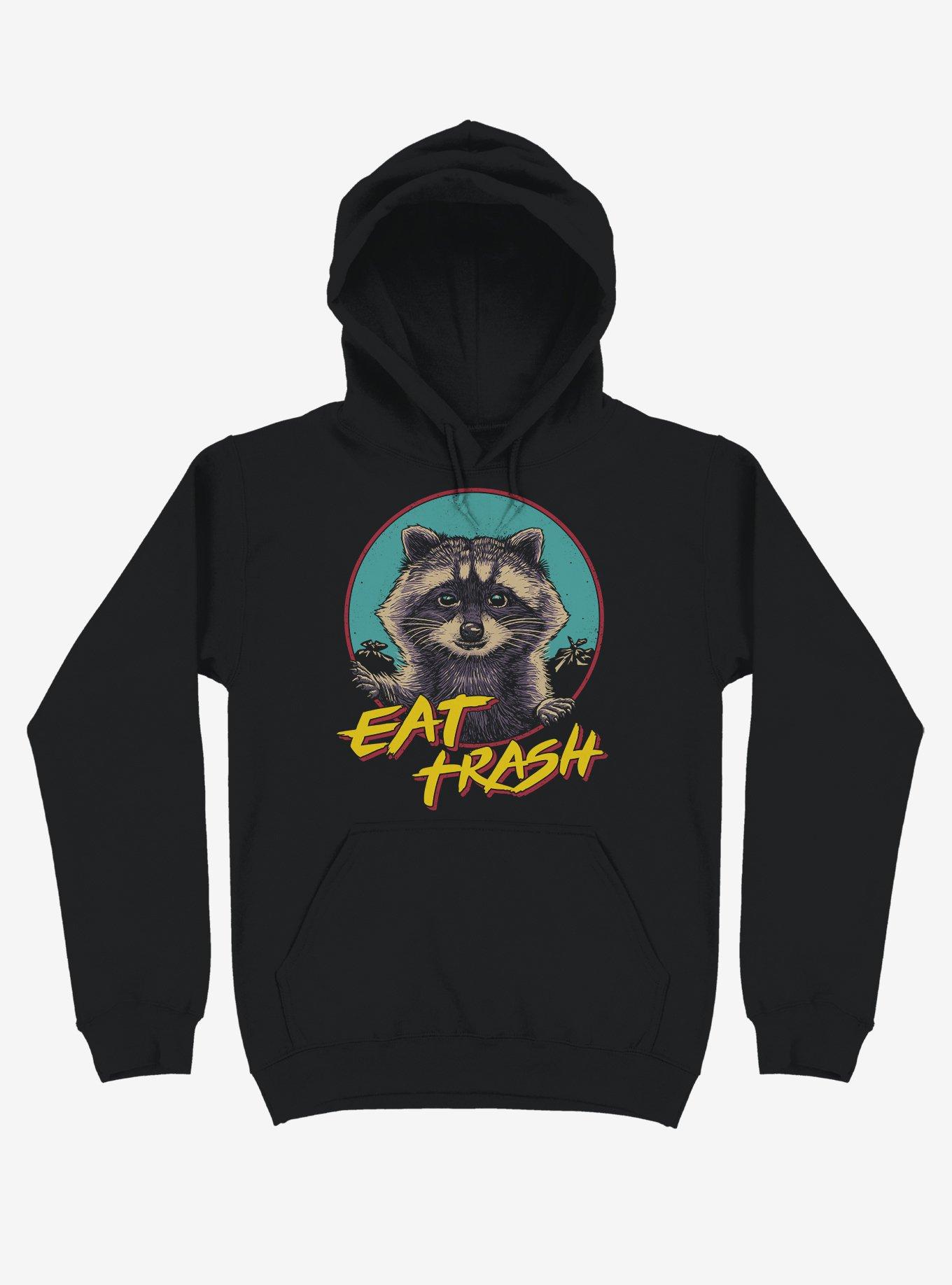 Eat Trash Raccoon Black Hoodie, , hi-res