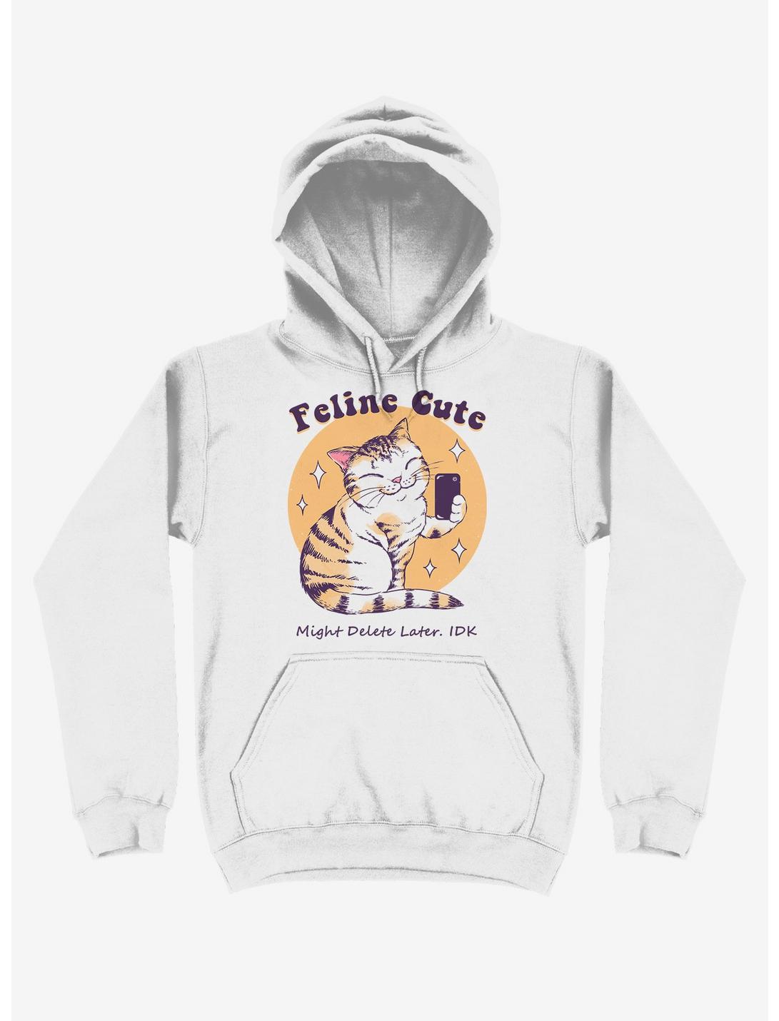 Feline Cute Might Delete Later Cat Challenge White Hoodie, WHITE, hi-res