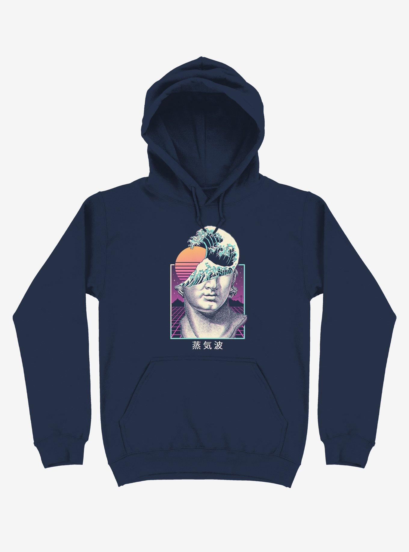 Great Vaporwave Navy Blue Hoodie, , hi-res