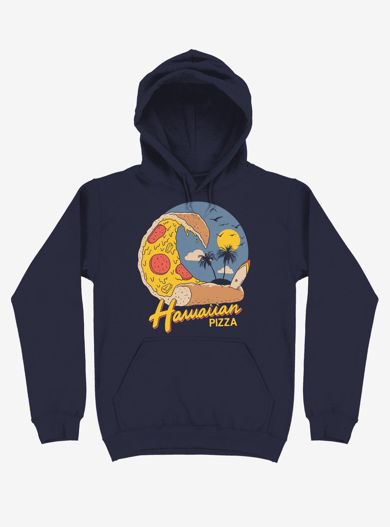 Hawaiian Pizza Navy Blue Hoodie, NAVY, hi-res