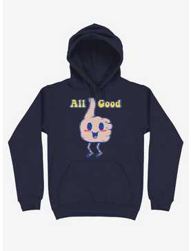 It's All Good Thumbs Up Navy Blue Hoodie, , hi-res