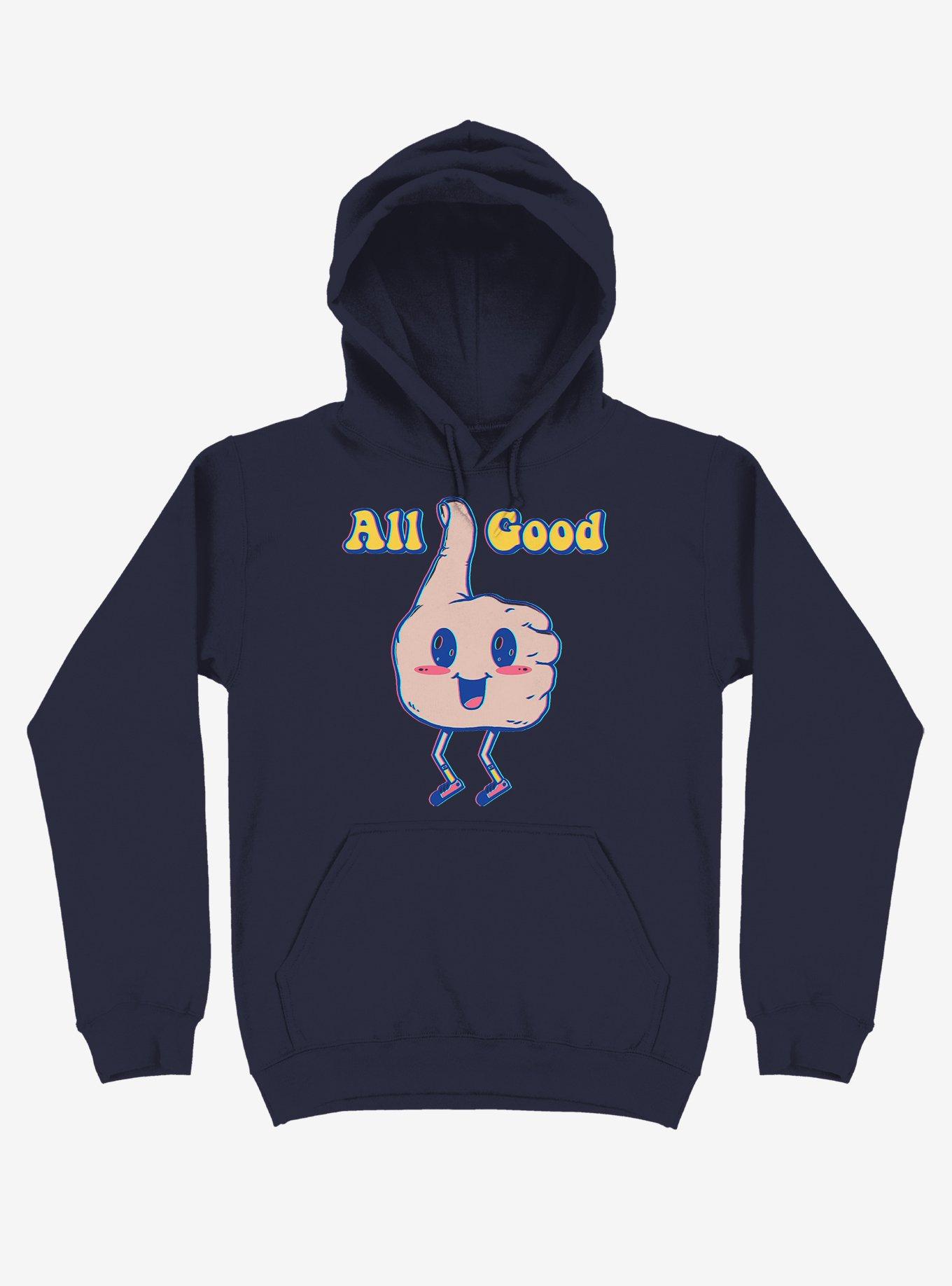 It's All Good Thumbs Up Navy Blue Hoodie, , hi-res
