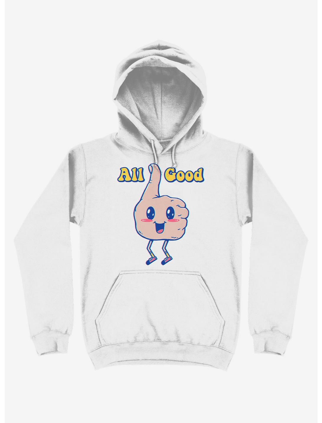 It's All Good Thumbs Up White Hoodie, WHITE, hi-res