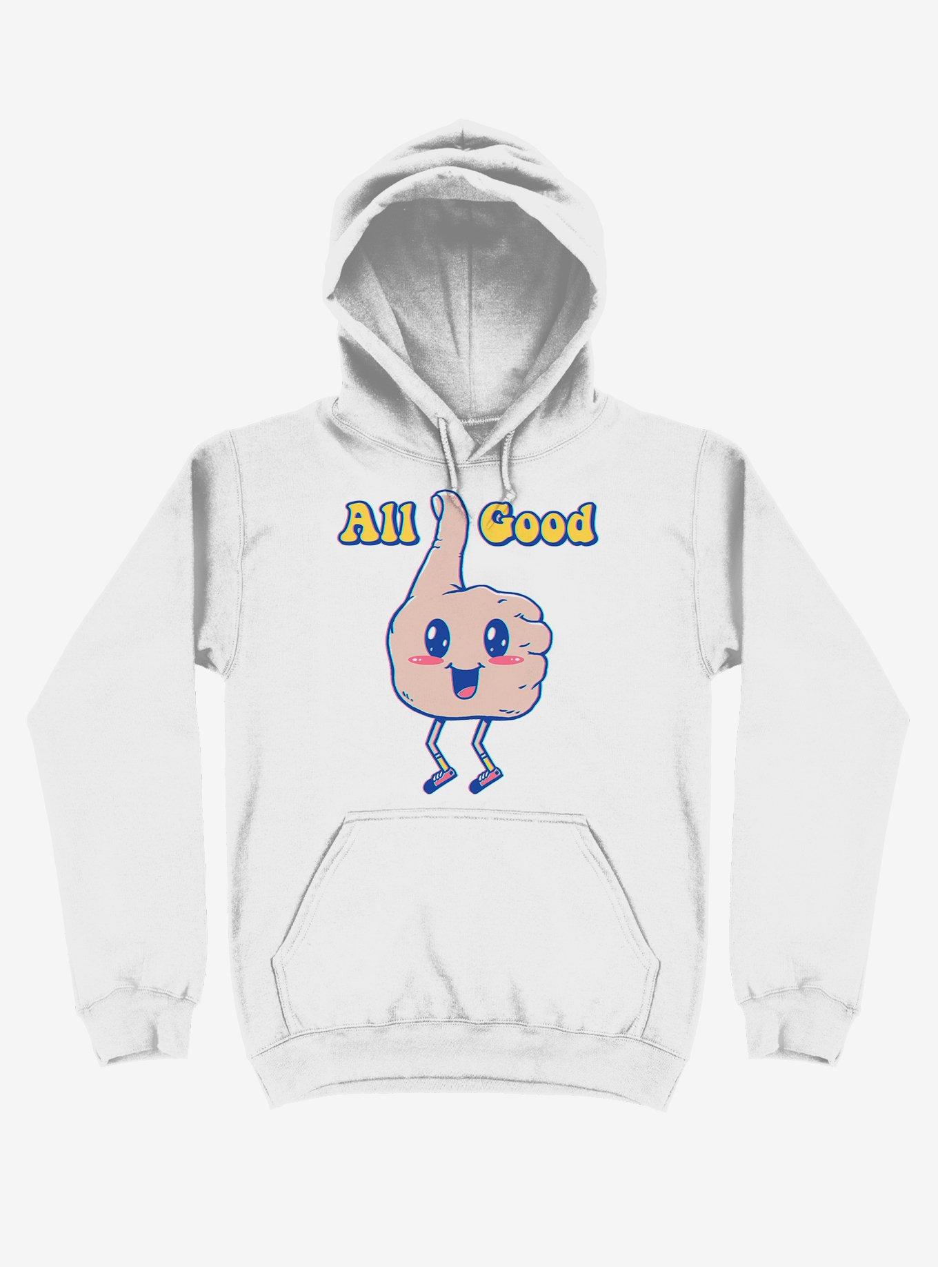 It's All Good Thumbs Up White Hoodie, WHITE, hi-res