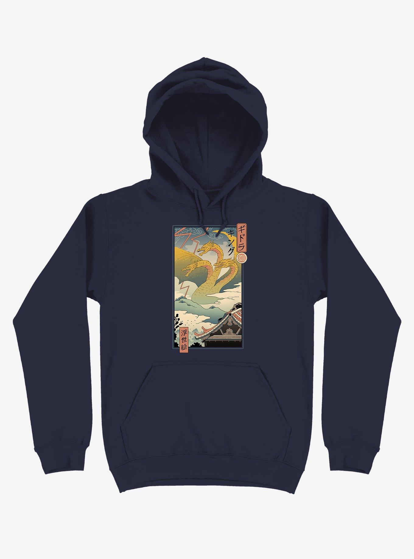 Monster Zero Ukiyo-e Navy Blue Hoodie, NAVY, hi-res