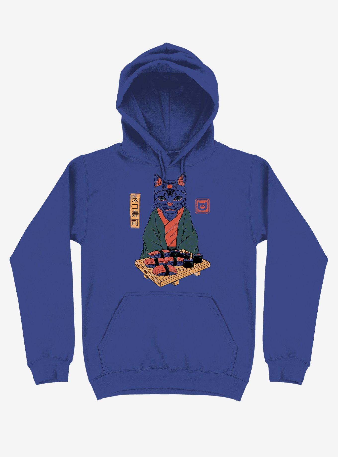 Neko Cat Sushi Bar Royal Blue Hoodie, , hi-res