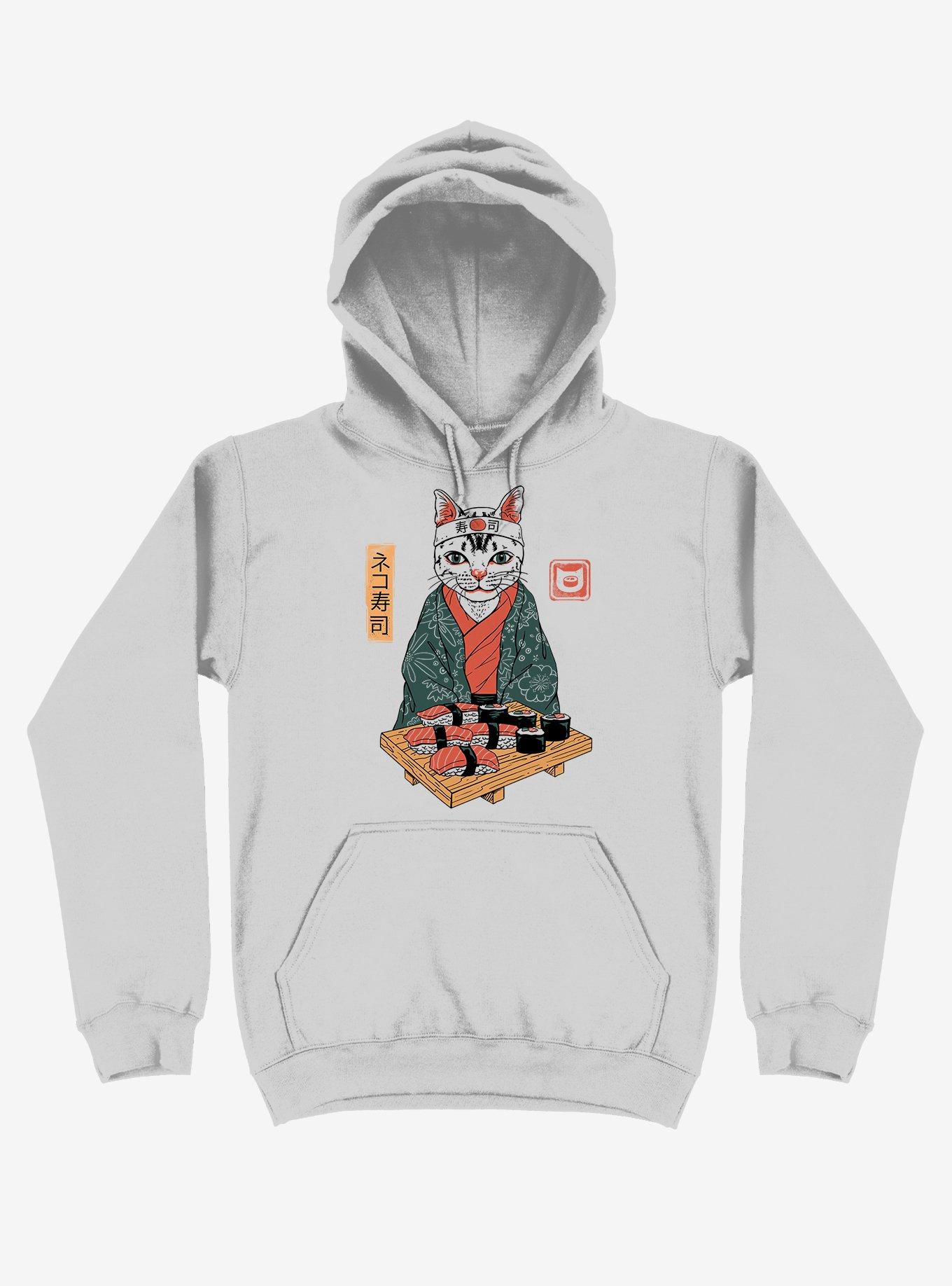 Neko Cat Sushi Bar Silver Hoodie, , hi-res