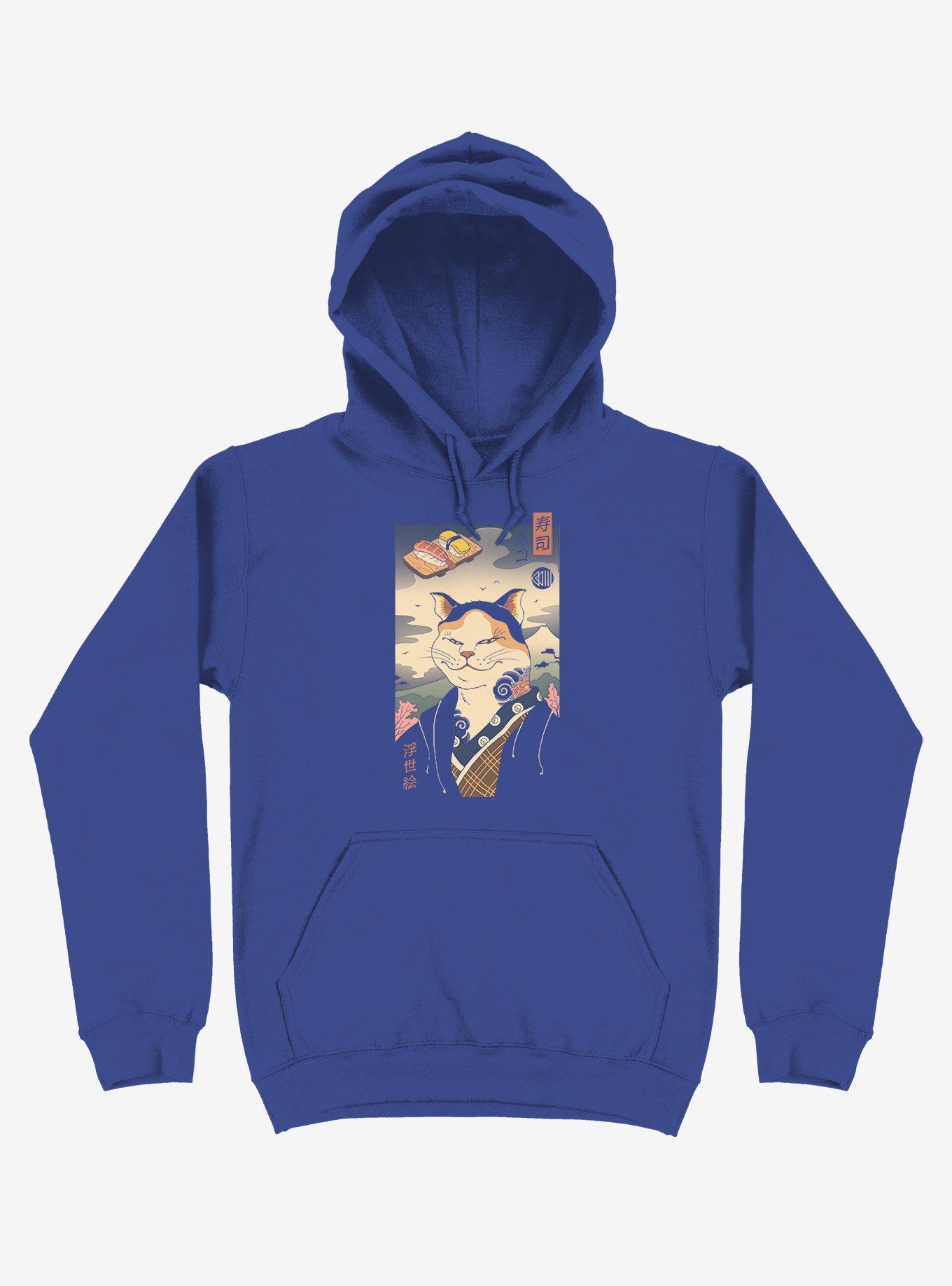 Sushi Nekoyo-e Royal Blue Hoodie, ROYAL, hi-res