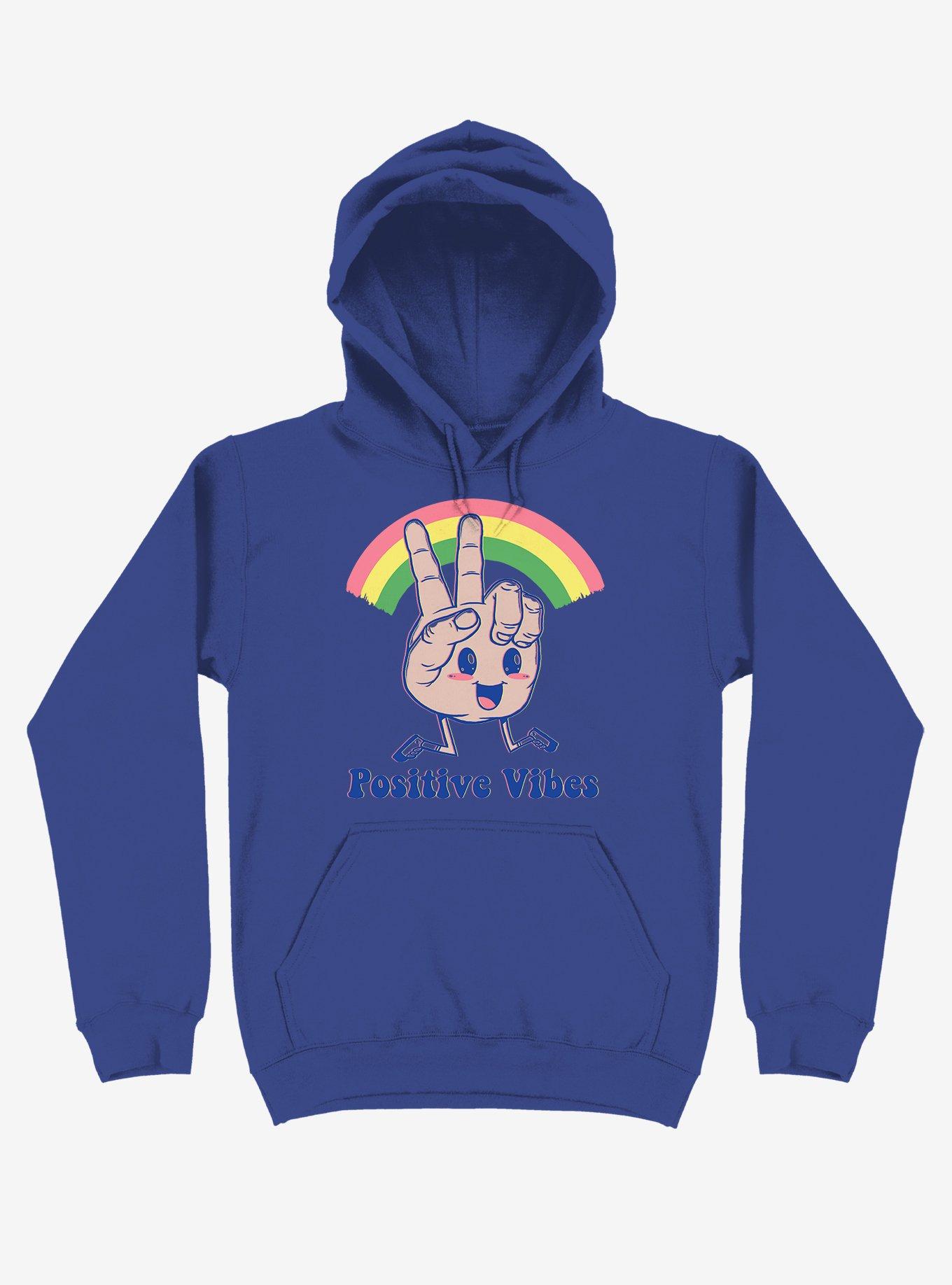 Positive Vibes Rainbow Royal Blue Hoodie, , hi-res