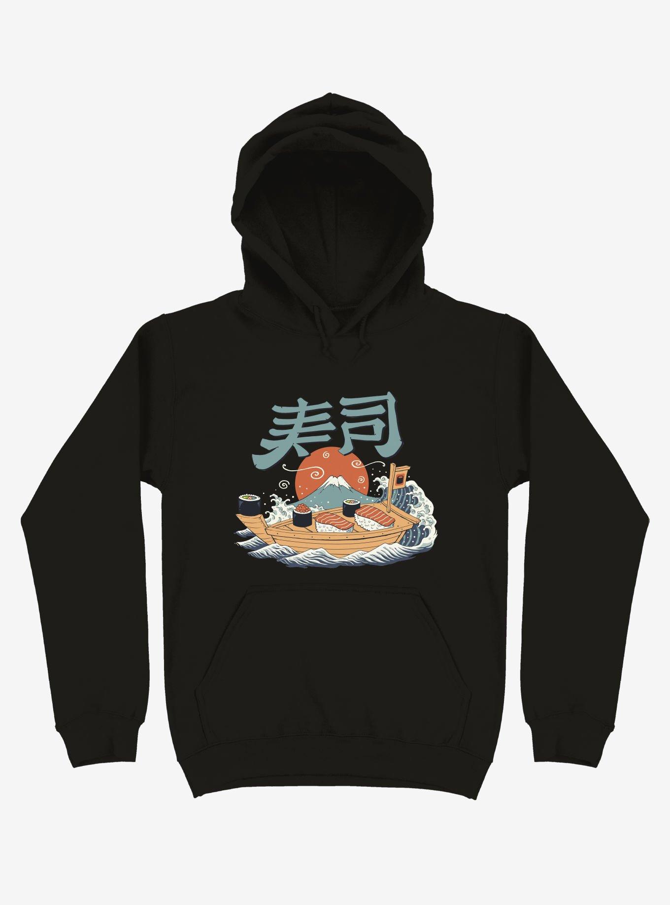 Sushi Pop Boat Black Hoodie, BLACK, hi-res