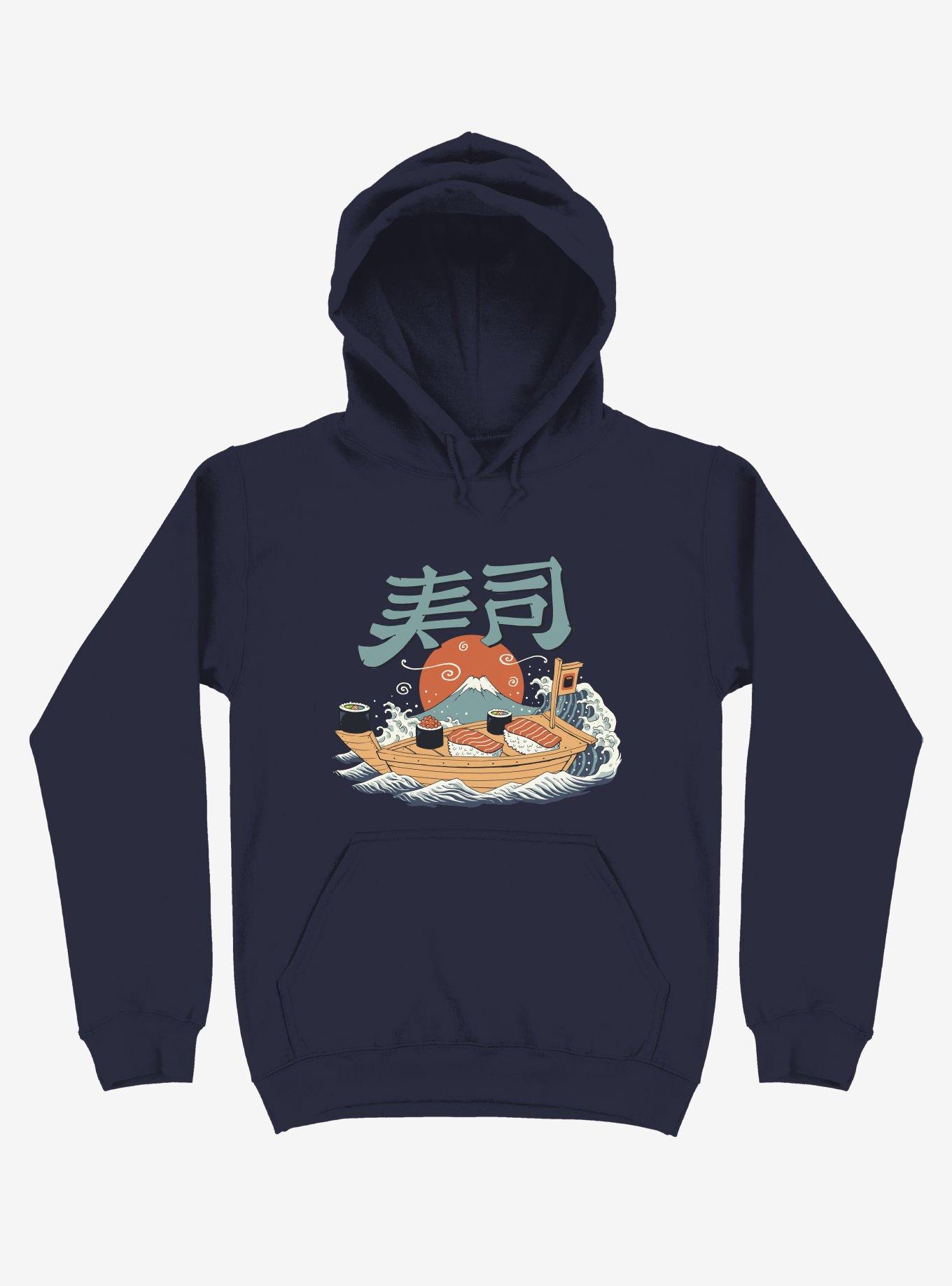 Sushi Pop Boat Navy Blue Hoodie, NAVY, hi-res