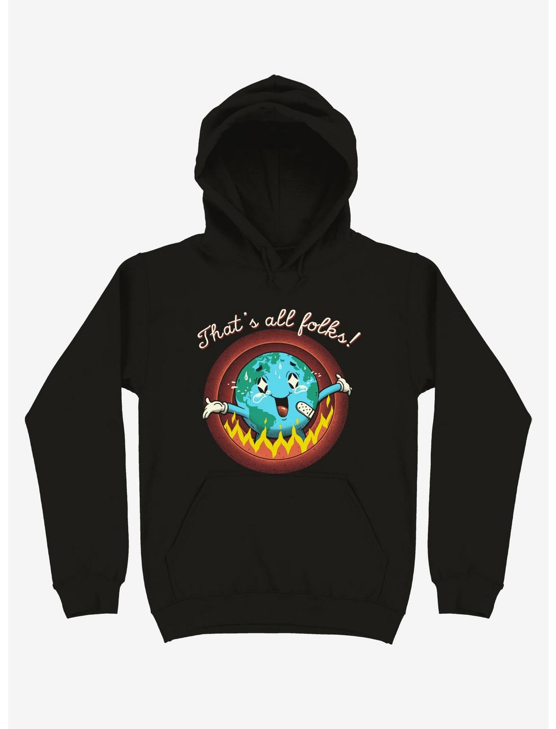 That's All Folks! Earth On Fire Black Hoodie, BLACK, hi-res