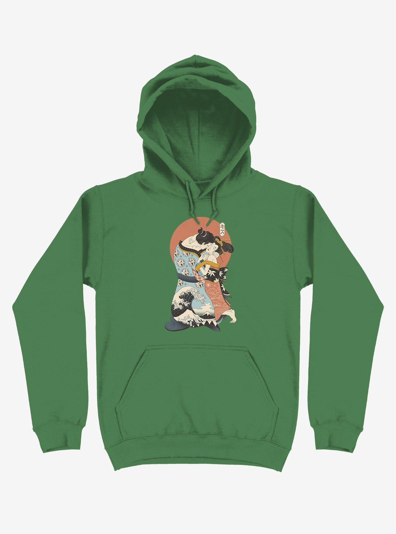 The Kiss Ukiyo-e Kelly Green Hoodie, KELLY GREEN, hi-res