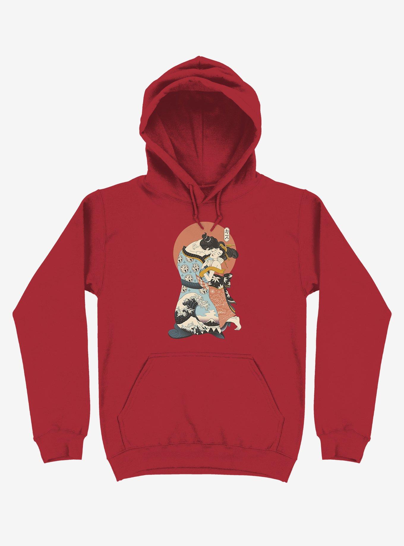 The Kiss Ukiyo-e Red Hoodie, RED, hi-res