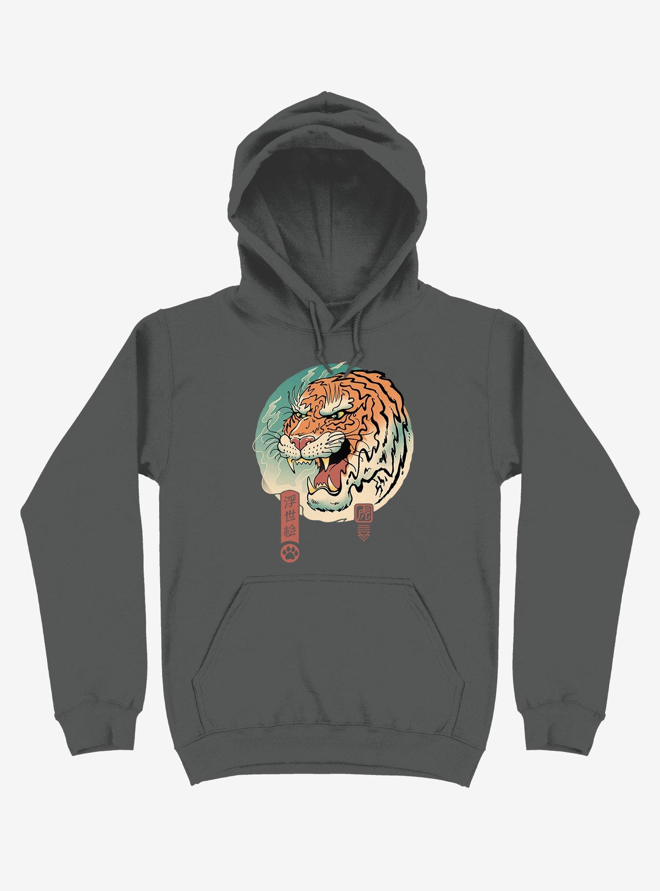 Tiger Ukiyo-e Asphalt Grey Hoodie, ASPHALT, hi-res