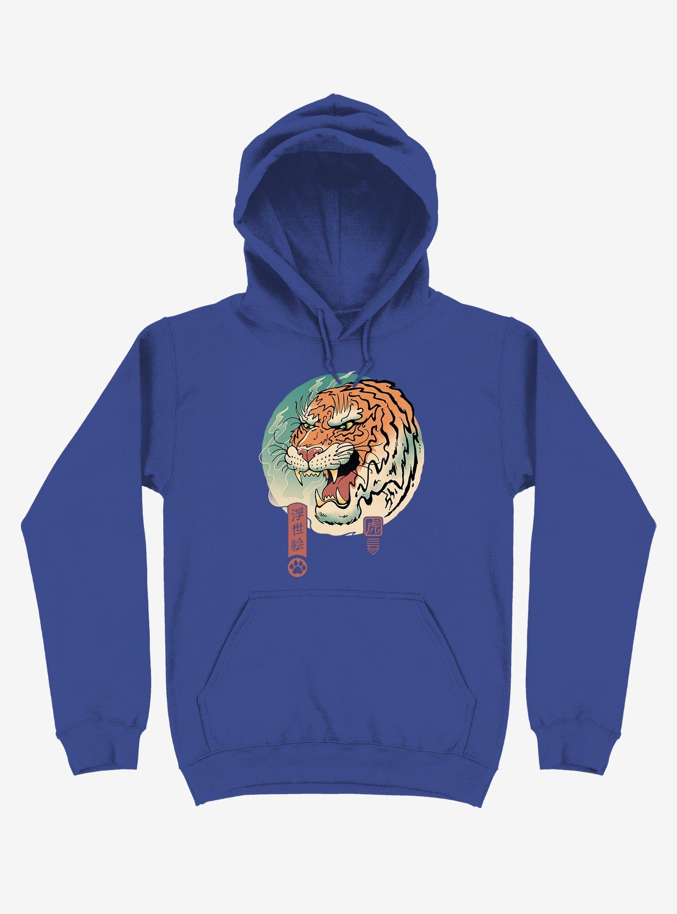 Tiger Ukiyo-e Royal Blue Hoodie, , hi-res