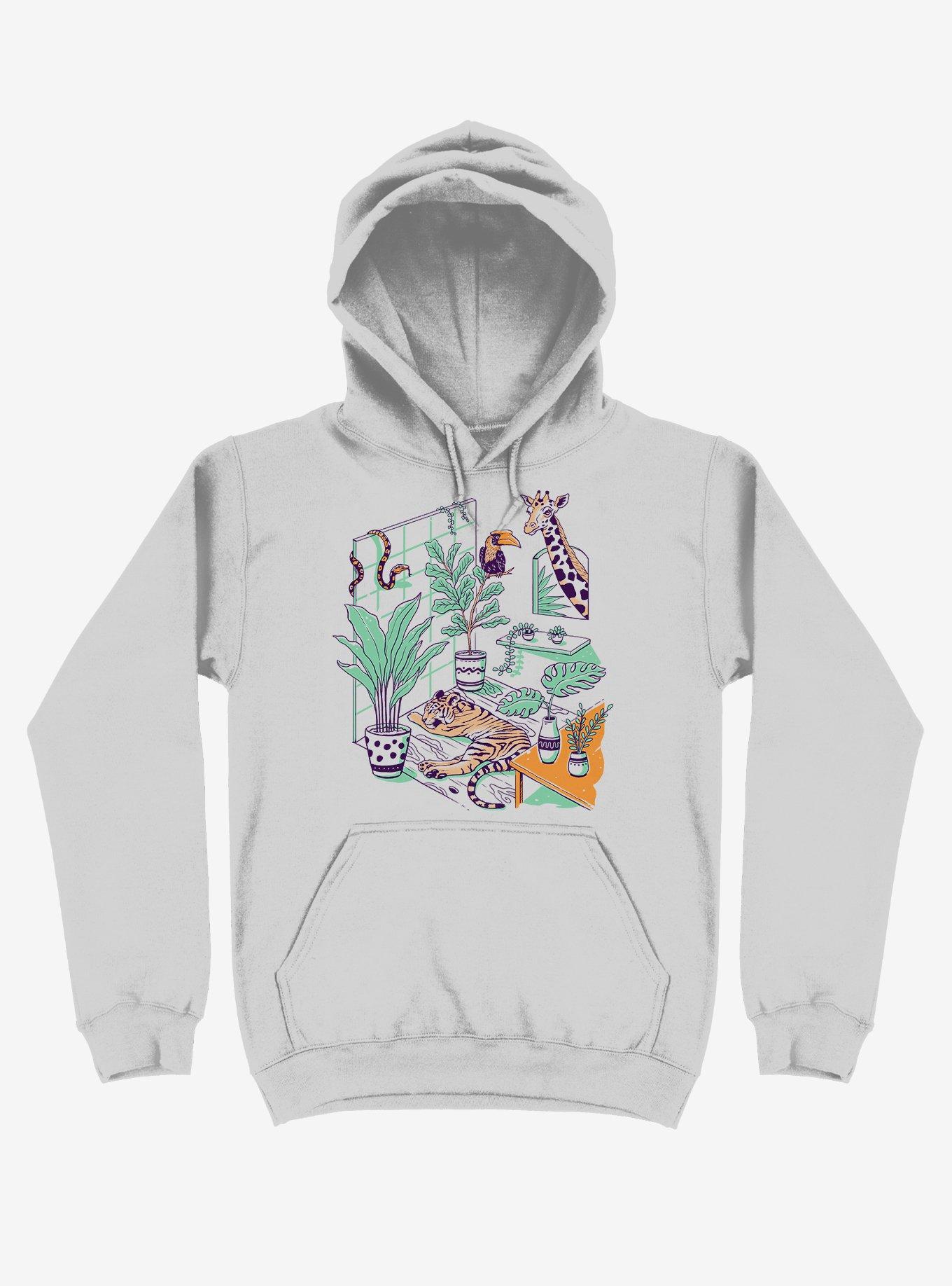 Urban Jungle Tiger Giraffe Silver Hoodie, , hi-res