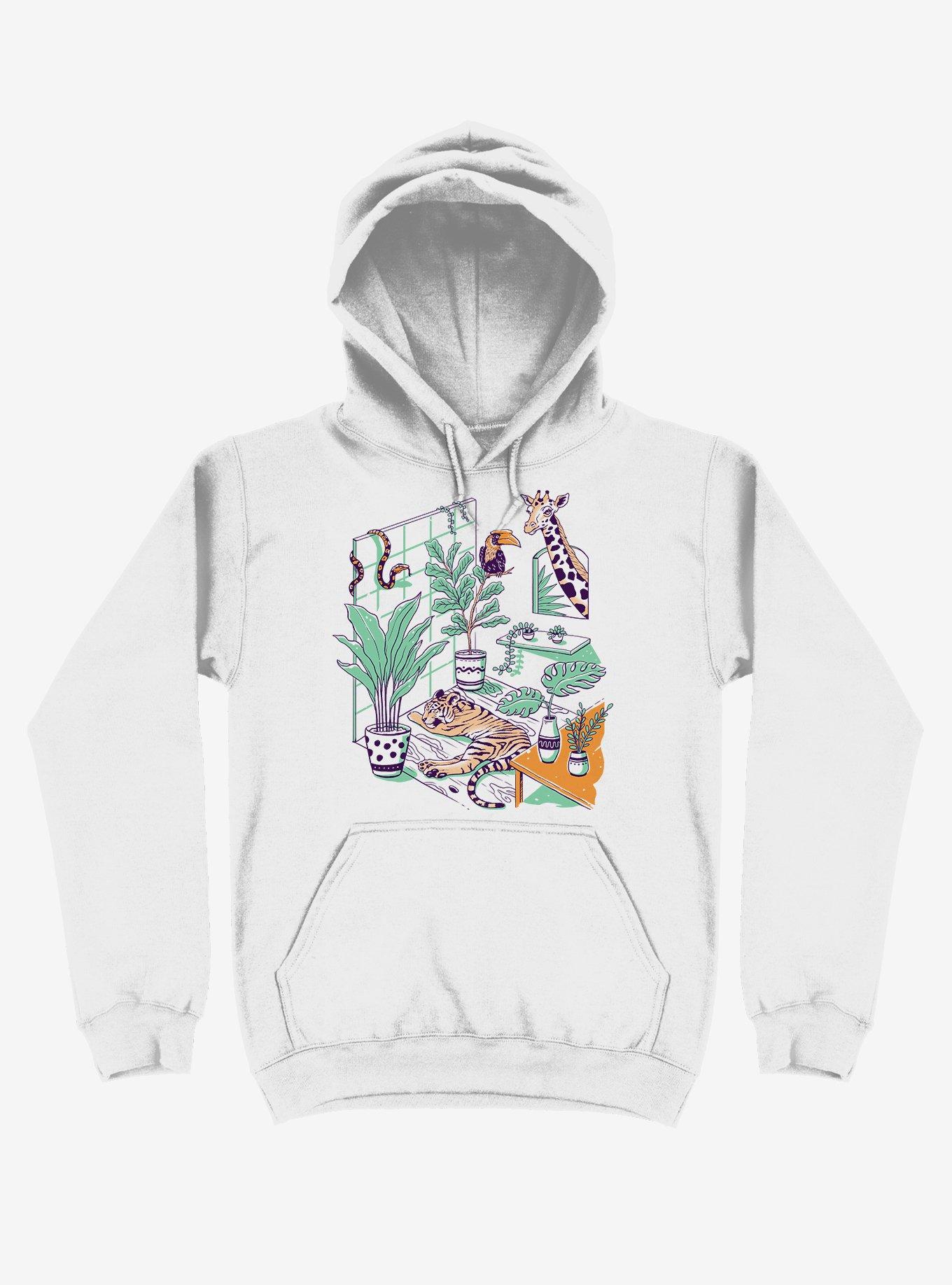 Urban Jungle Tiger Giraffe White Hoodie, , hi-res