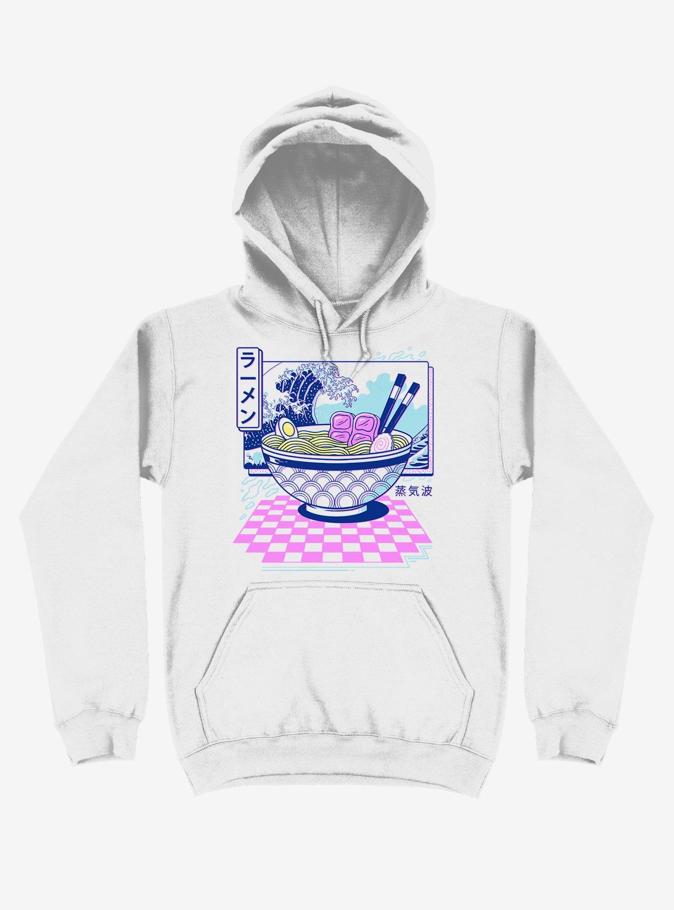 Vaporwave Ramen White Hoodie, WHITE, hi-res