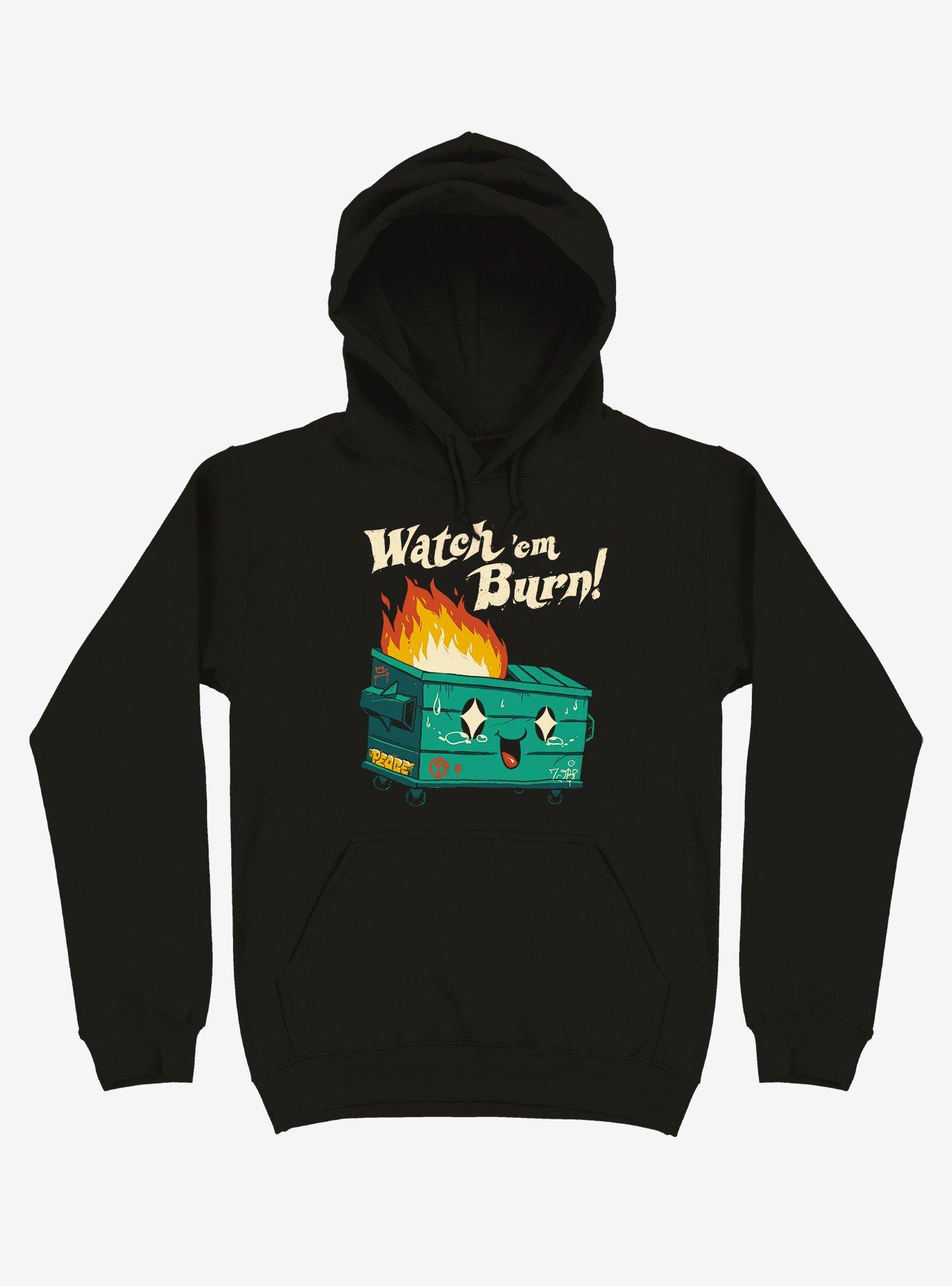 Watch 'Em Burn! Dumpster Fire Black Hoodie, , hi-res