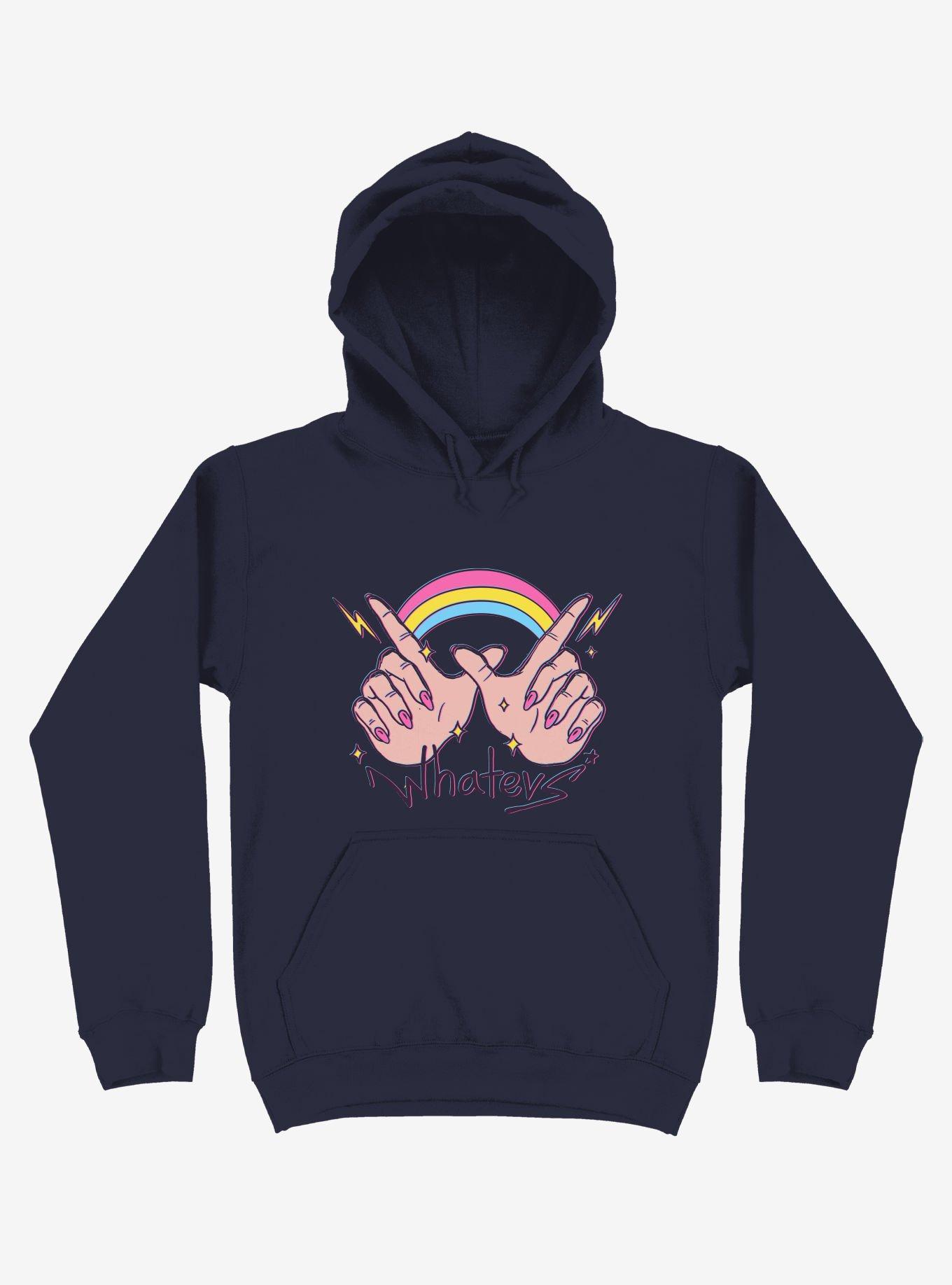 Rainbow Whatevs! Navy Blue Hoodie, , hi-res