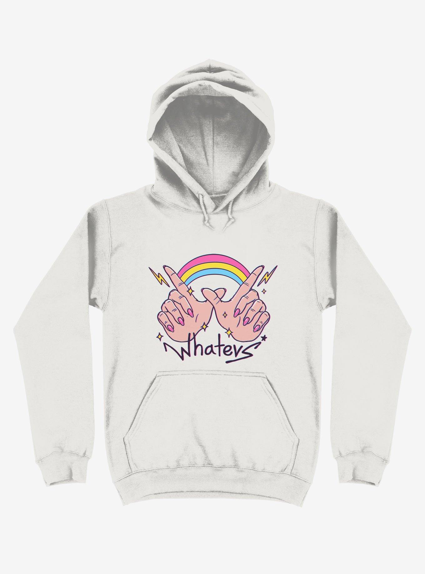 Rainbow Whatevs! White Hoodie, , hi-res