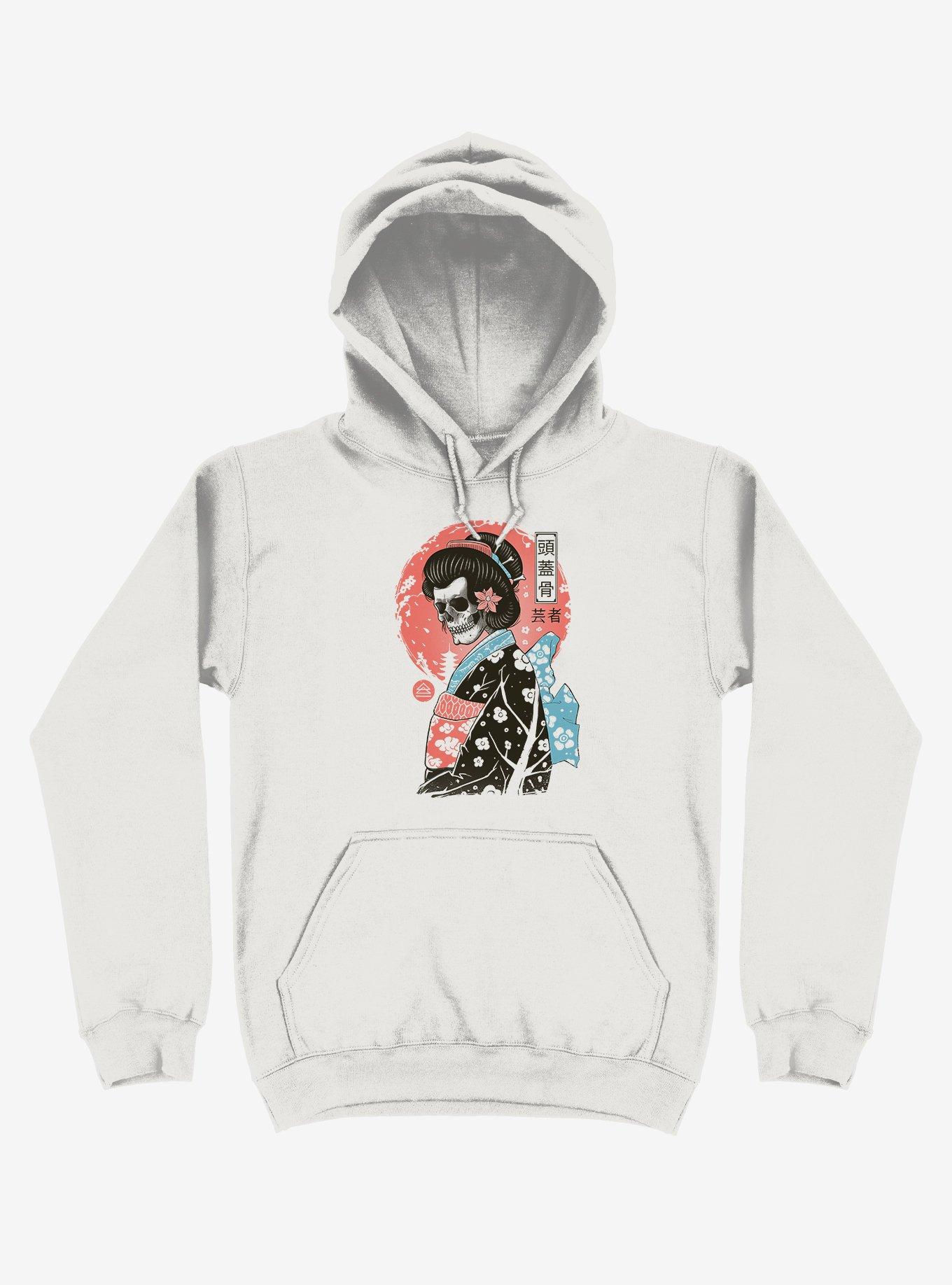 Yokai Geisha Skull White Hoodie, , hi-res