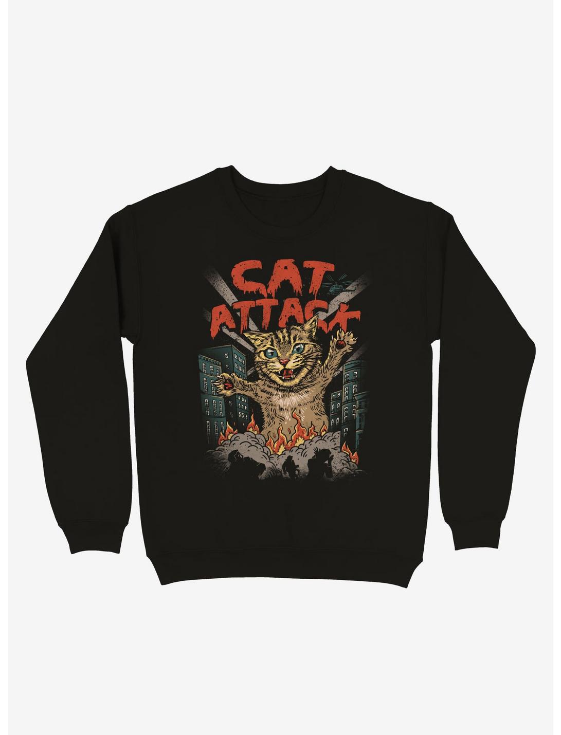 Cat Attack Sweatshirt, BLACK, hi-res