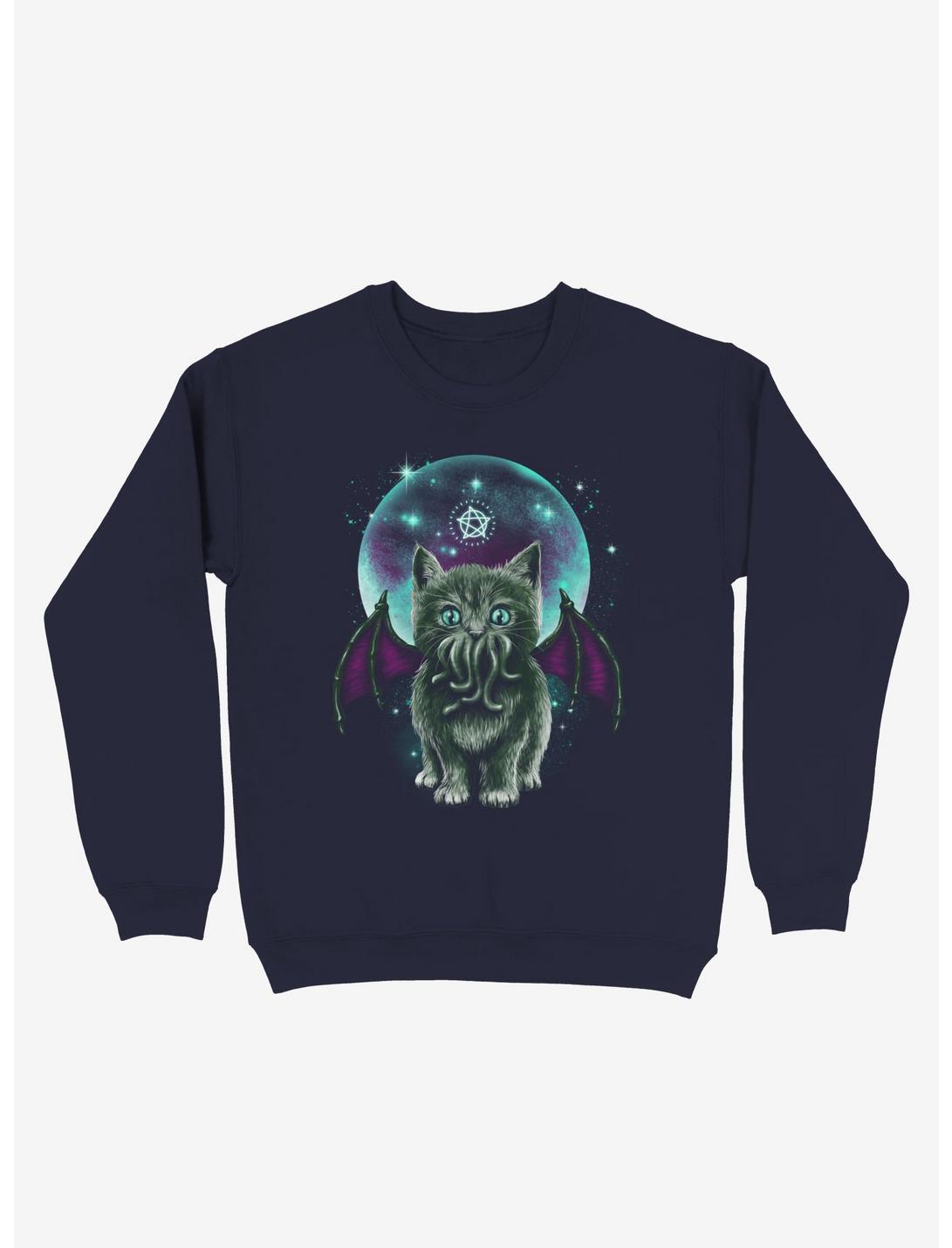 Cosmic Purrrcraft Sweatshirt, NAVY, hi-res