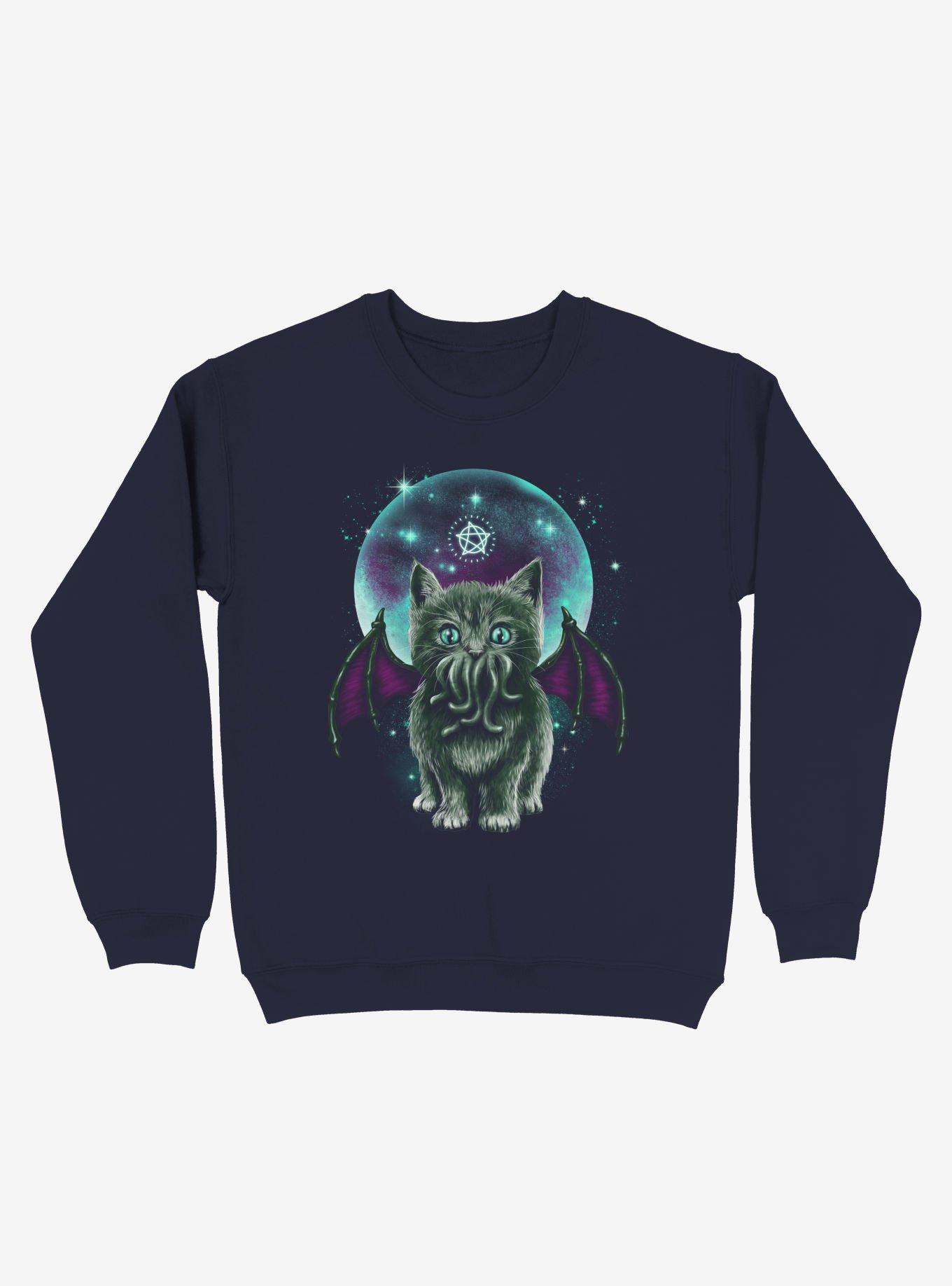 Cosmic Purrrcraft Sweatshirt, NAVY, hi-res