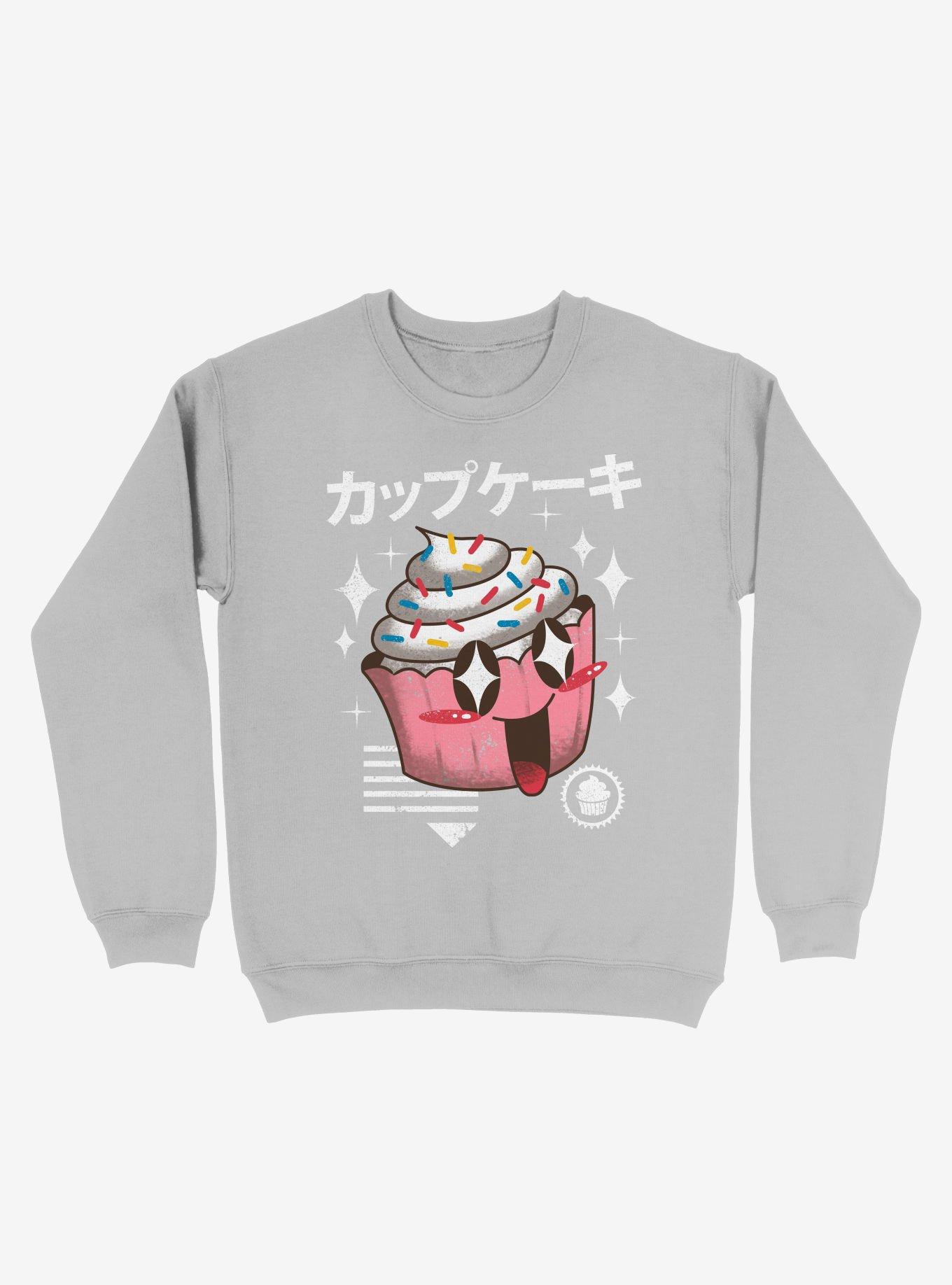 Kawaii Cupcake Sweatshirt, SILVER, hi-res