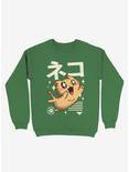 Kawaii Feline Sweatshirt, KELLY GREEN, hi-res