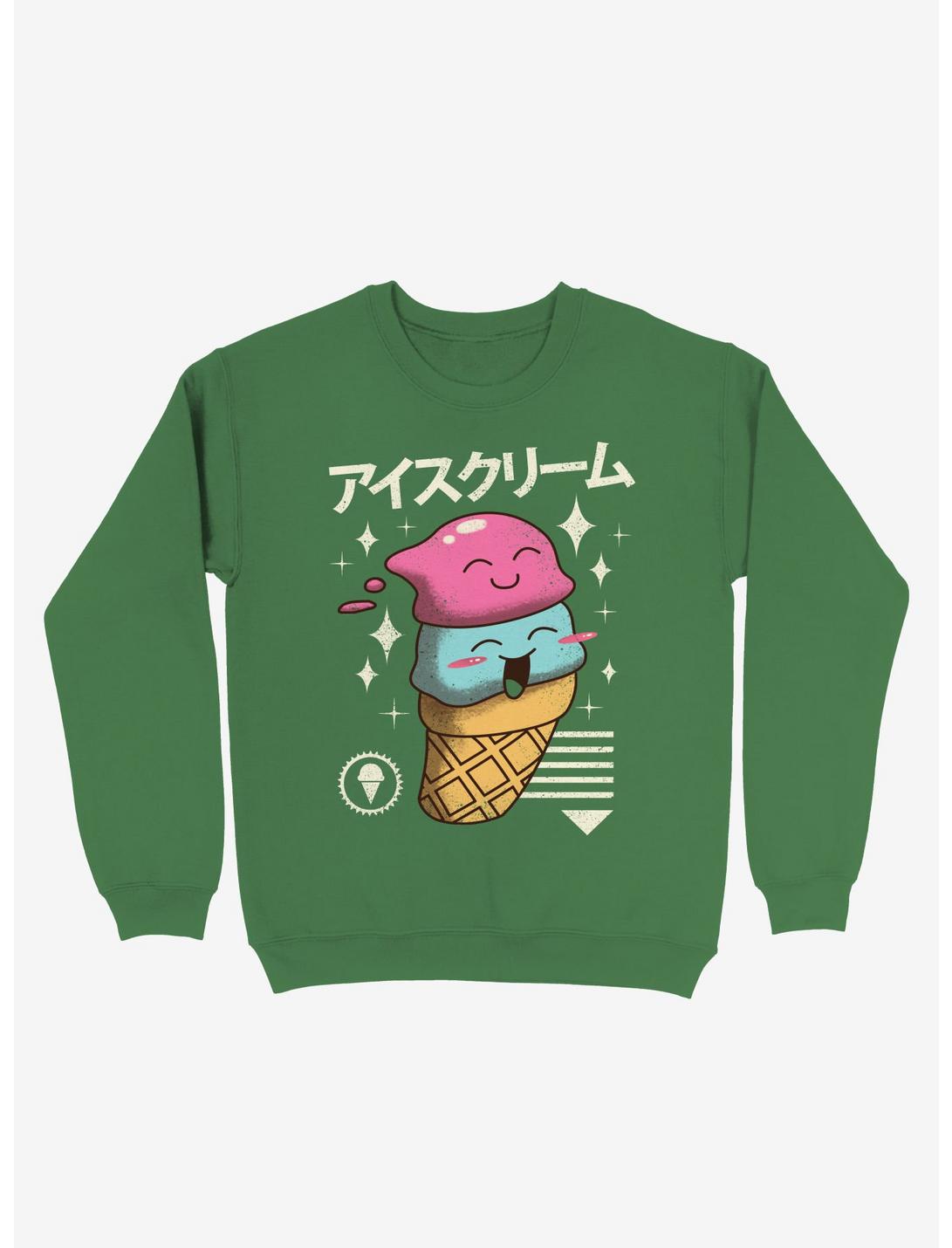 Kawaii Ice Cream Sweatshirt, KELLY GREEN, hi-res