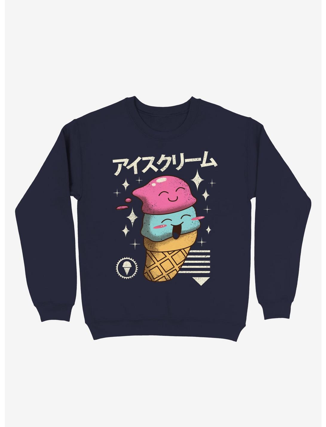 Kawaii Ice Cream Sweatshirt, NAVY, hi-res