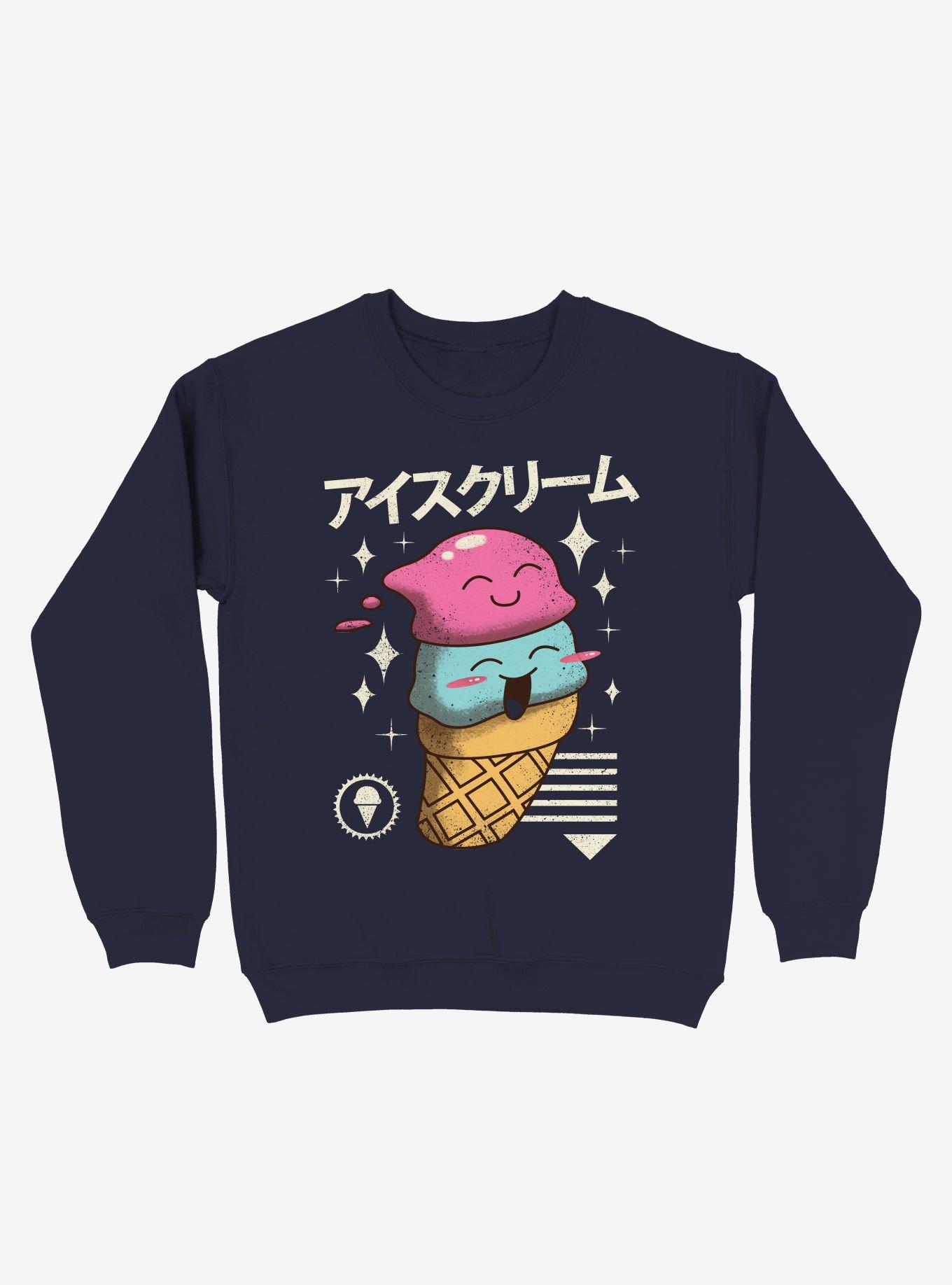 Kawaii Ice Cream Sweatshirt, NAVY, hi-res