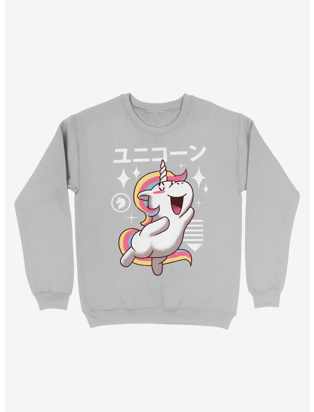 Kawaii Unicorn Sweatshirt, SILVER, hi-res