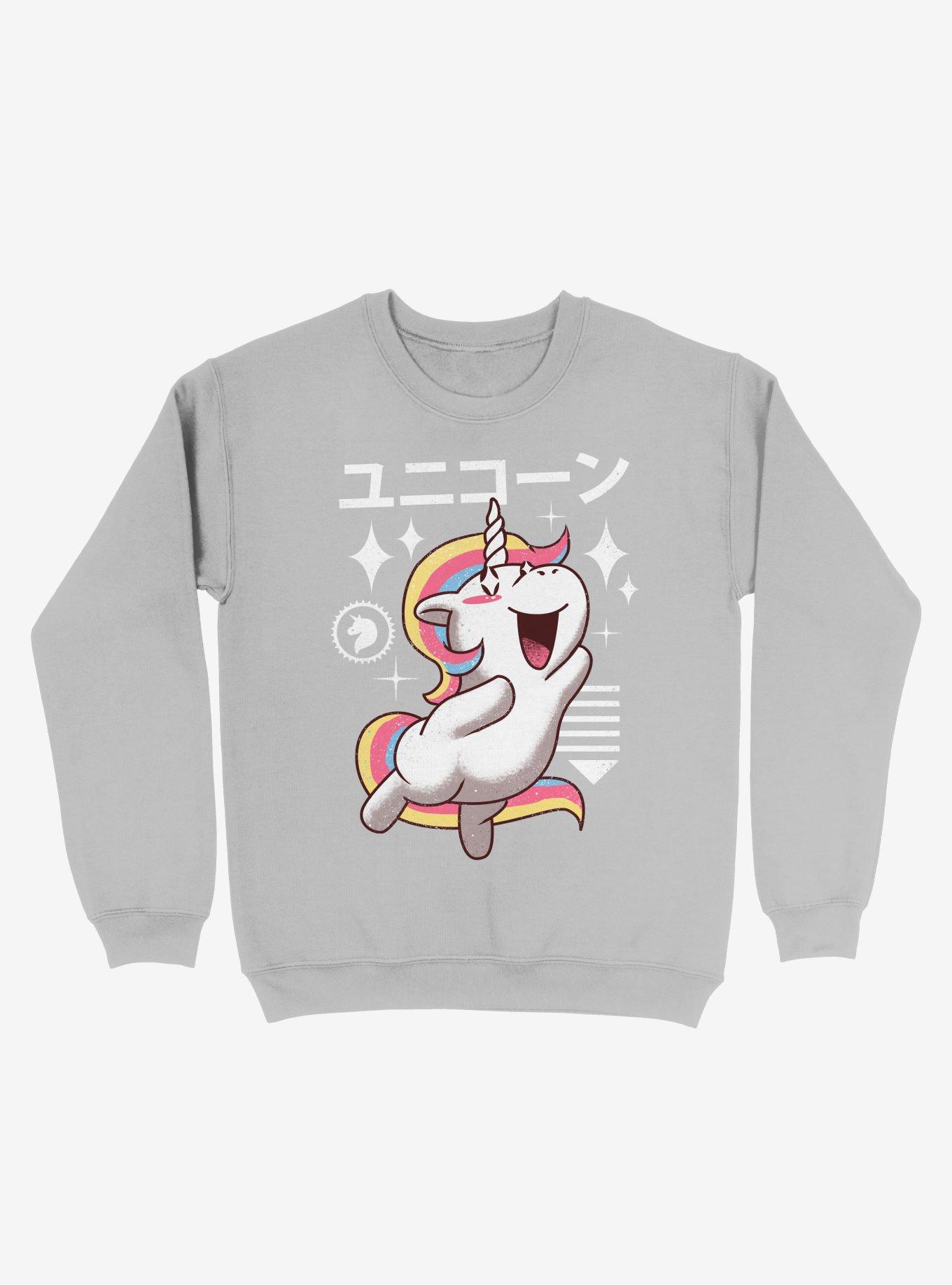 Kawaii Unicorn Sweatshirt, SILVER, hi-res