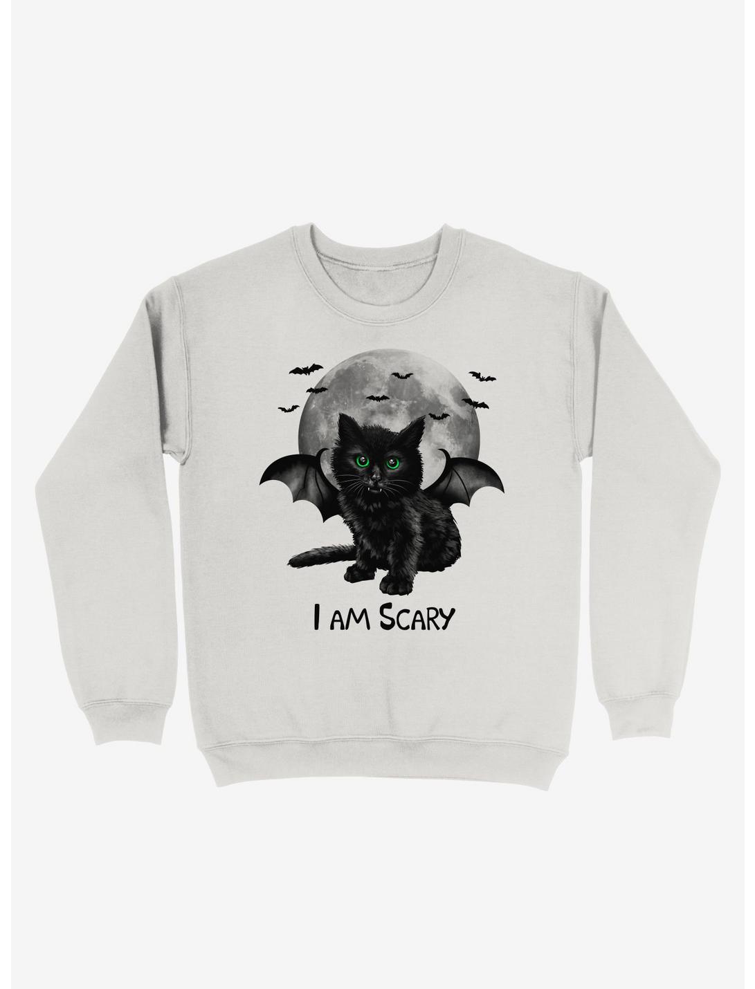 Scary Cat Sweatshirt, WHITE, hi-res