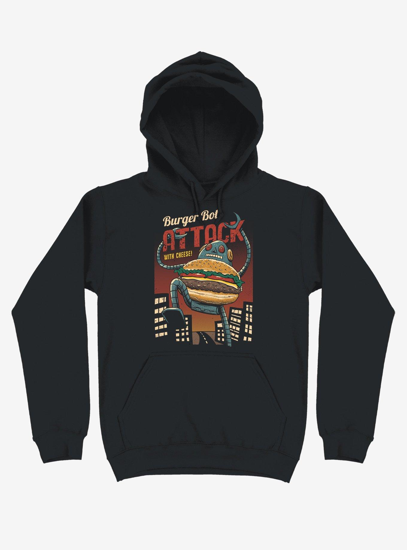 Burger Bot Black Hoodie, , hi-res