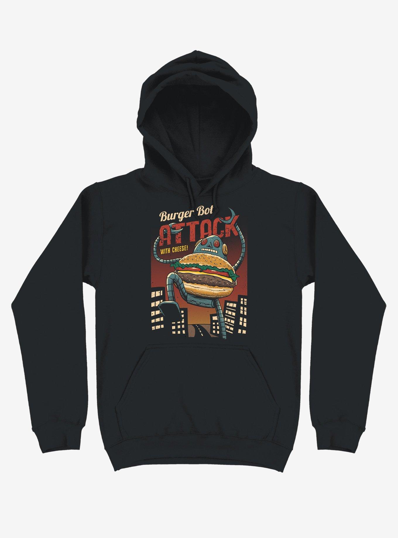 Burger Bot Black Hoodie, BLACK, hi-res