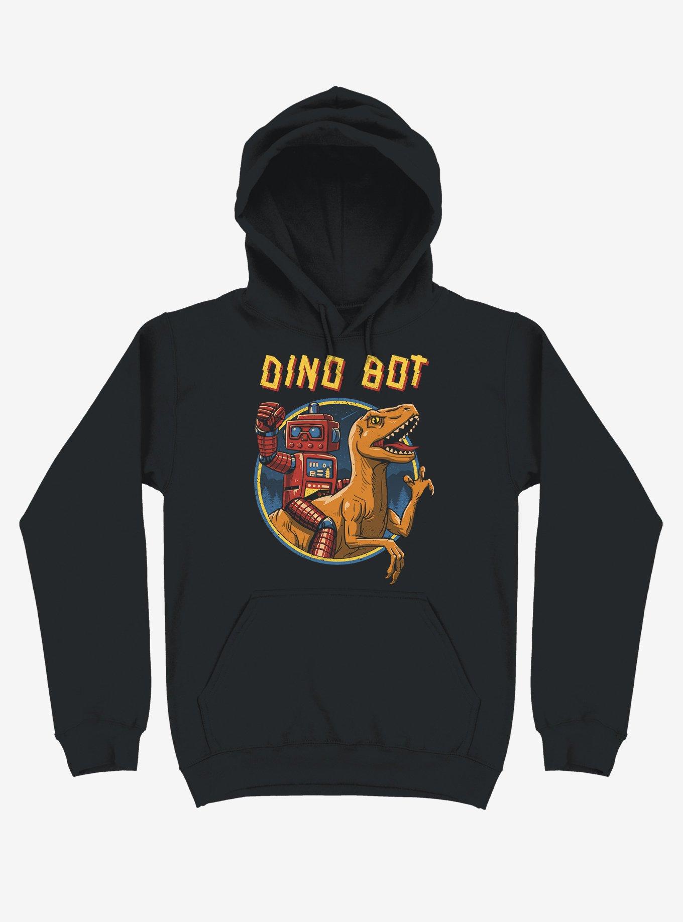 Dino Bot Black Hoodie, BLACK, hi-res