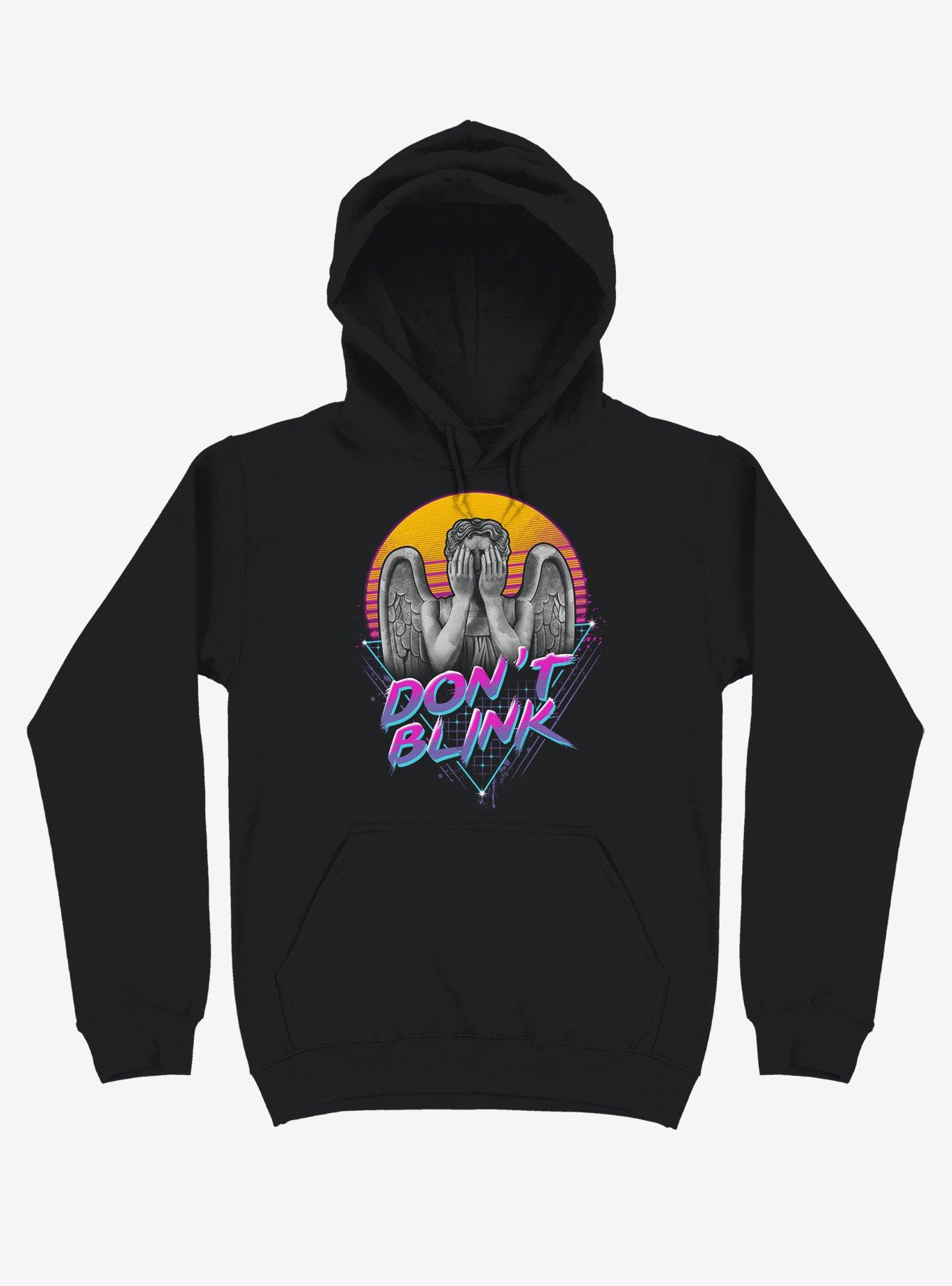 Don't Blink Vaporwave Black Hoodie, BLACK, hi-res