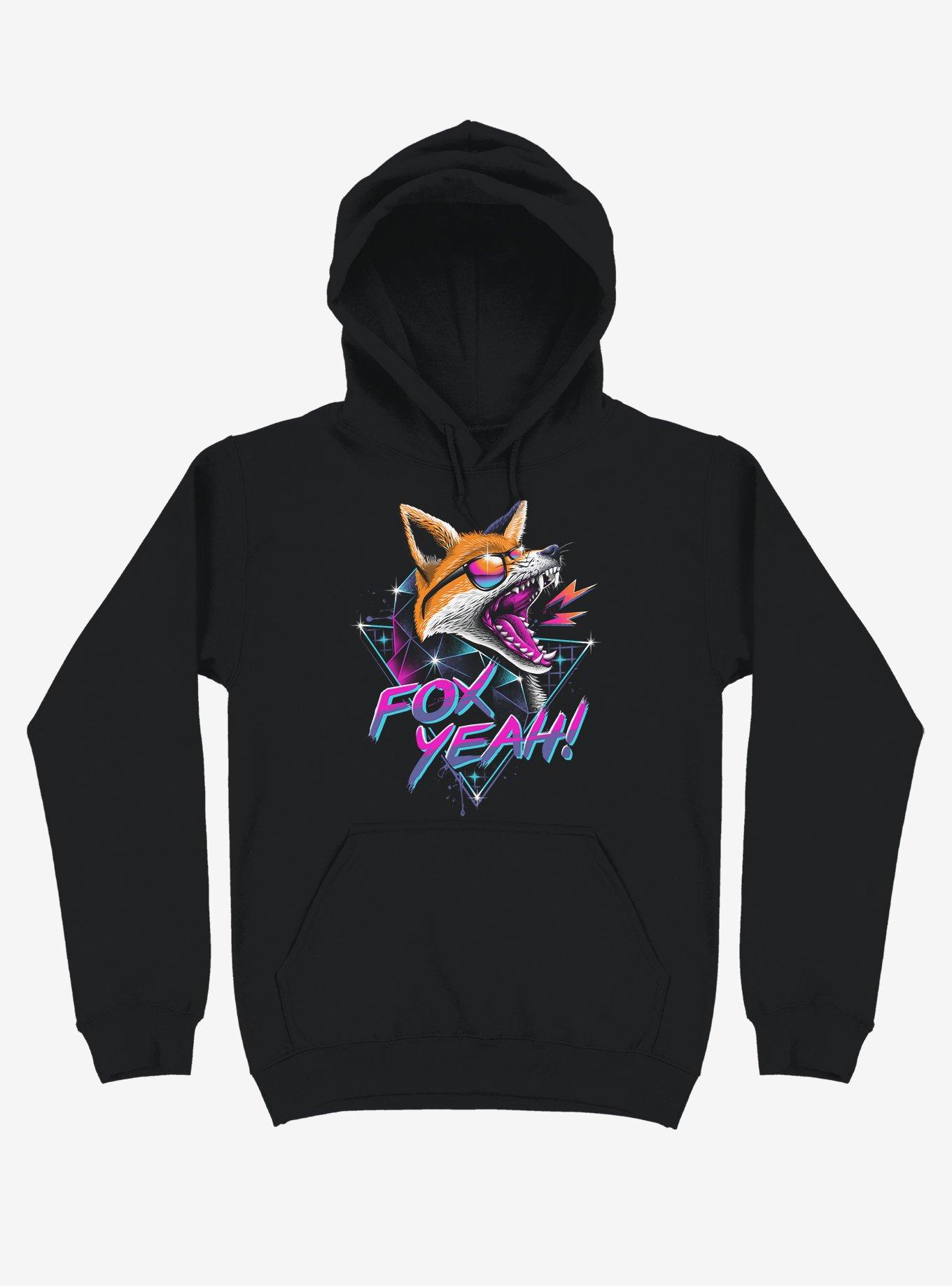 Fox Yeah! Black Hoodie, BLACK, hi-res